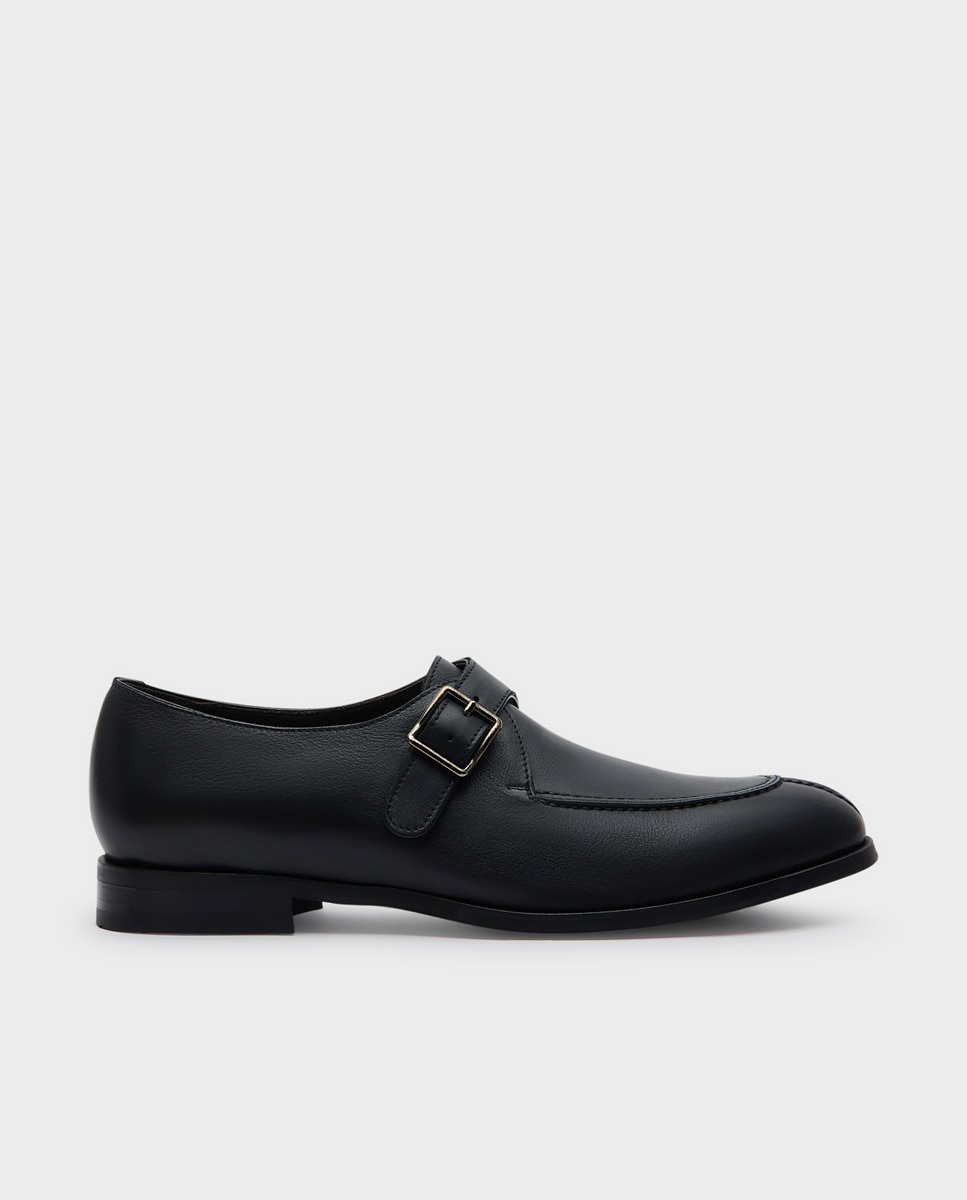 Imagem 0 de Sapatos Monk de Pele com Fivela Largura Especial