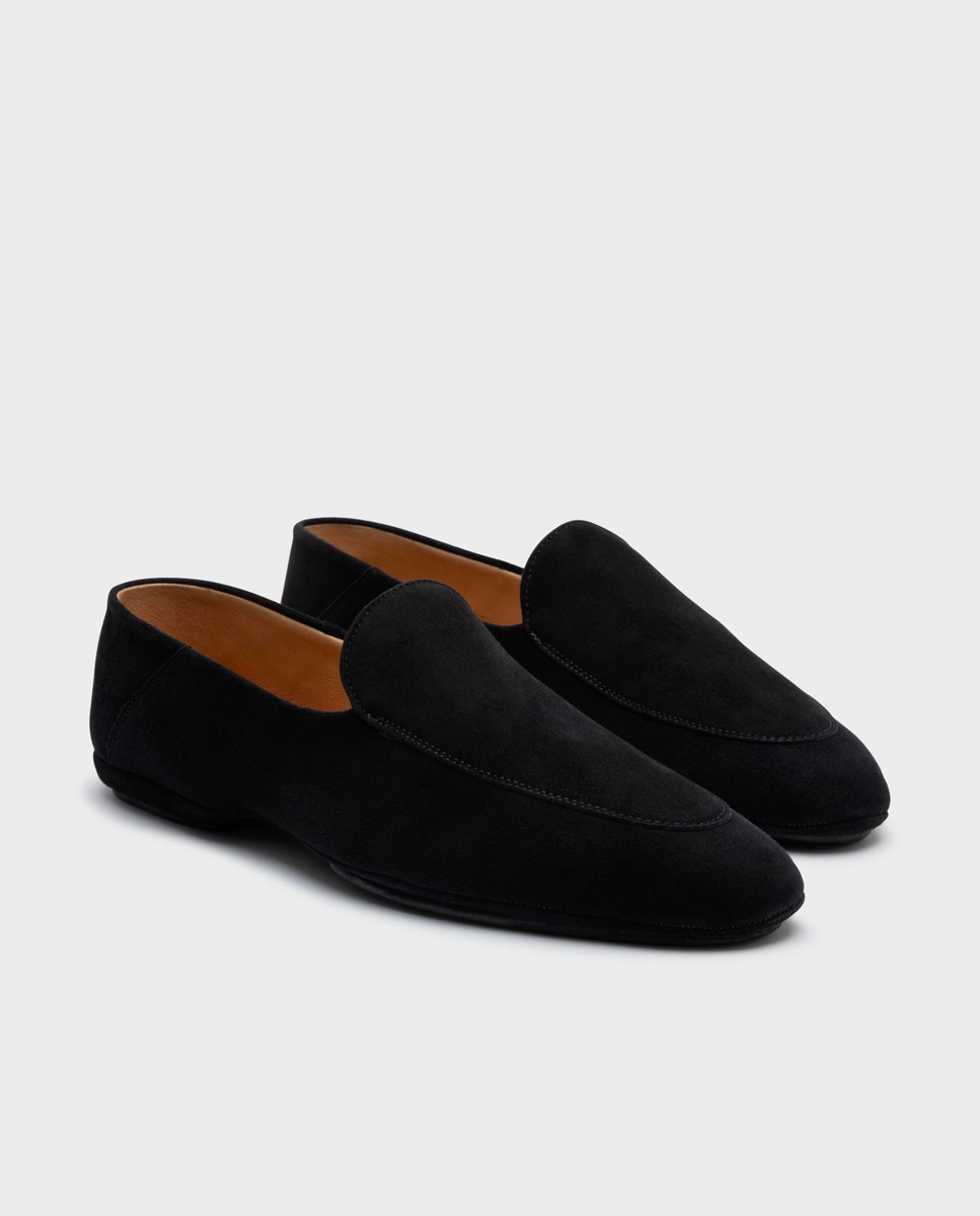 Sapato Confortável Slipper Confortável de Pele Preto-2