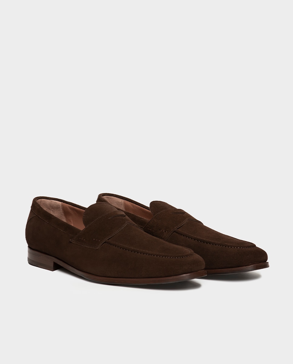 Mocassins de Pele com Travessão Castanho-2