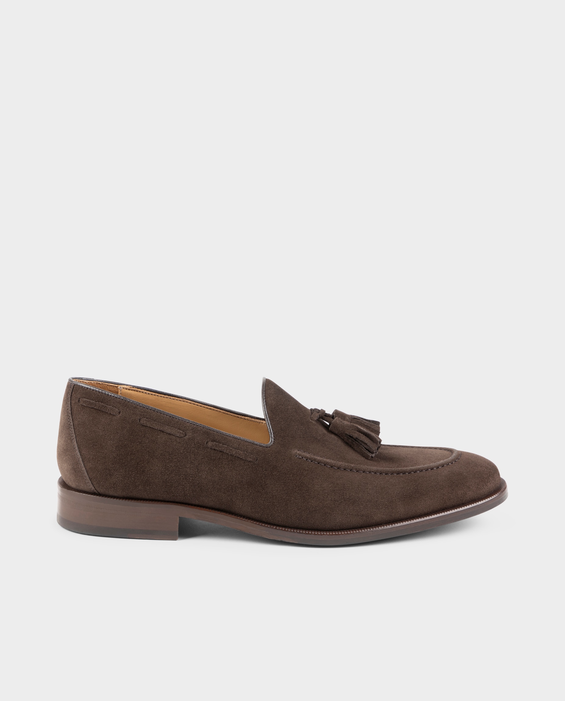 Mocassins de Pele com Pompom Largura Especial Castanho-escuro-1