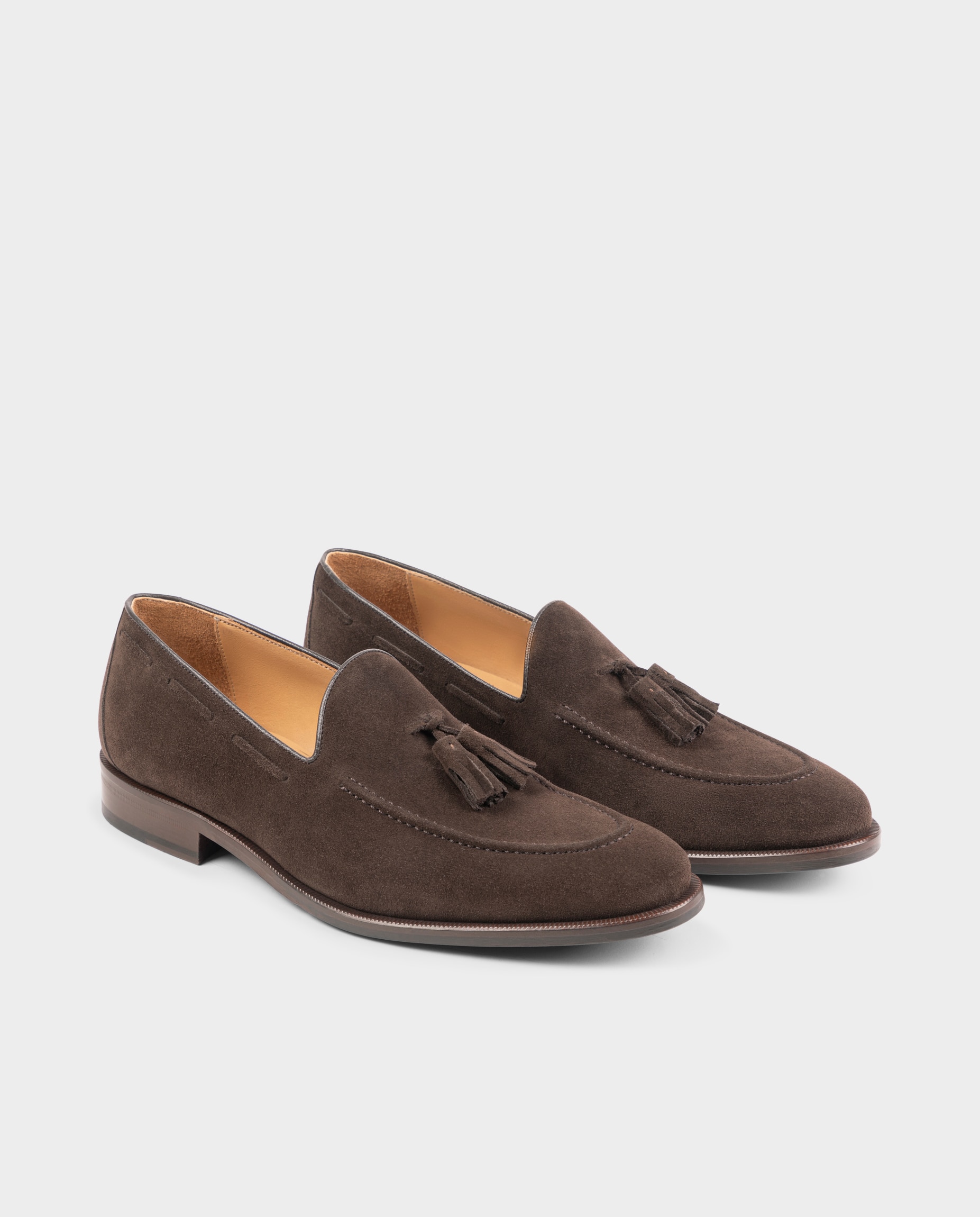 Mocassins de Pele com Pompom Largura Especial Castanho-escuro-2