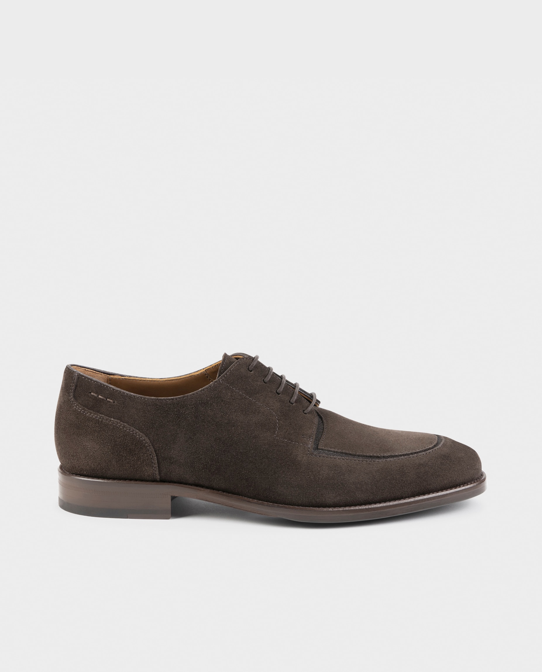 Sapatos Derby de Pele Larga Especial Castanho-1