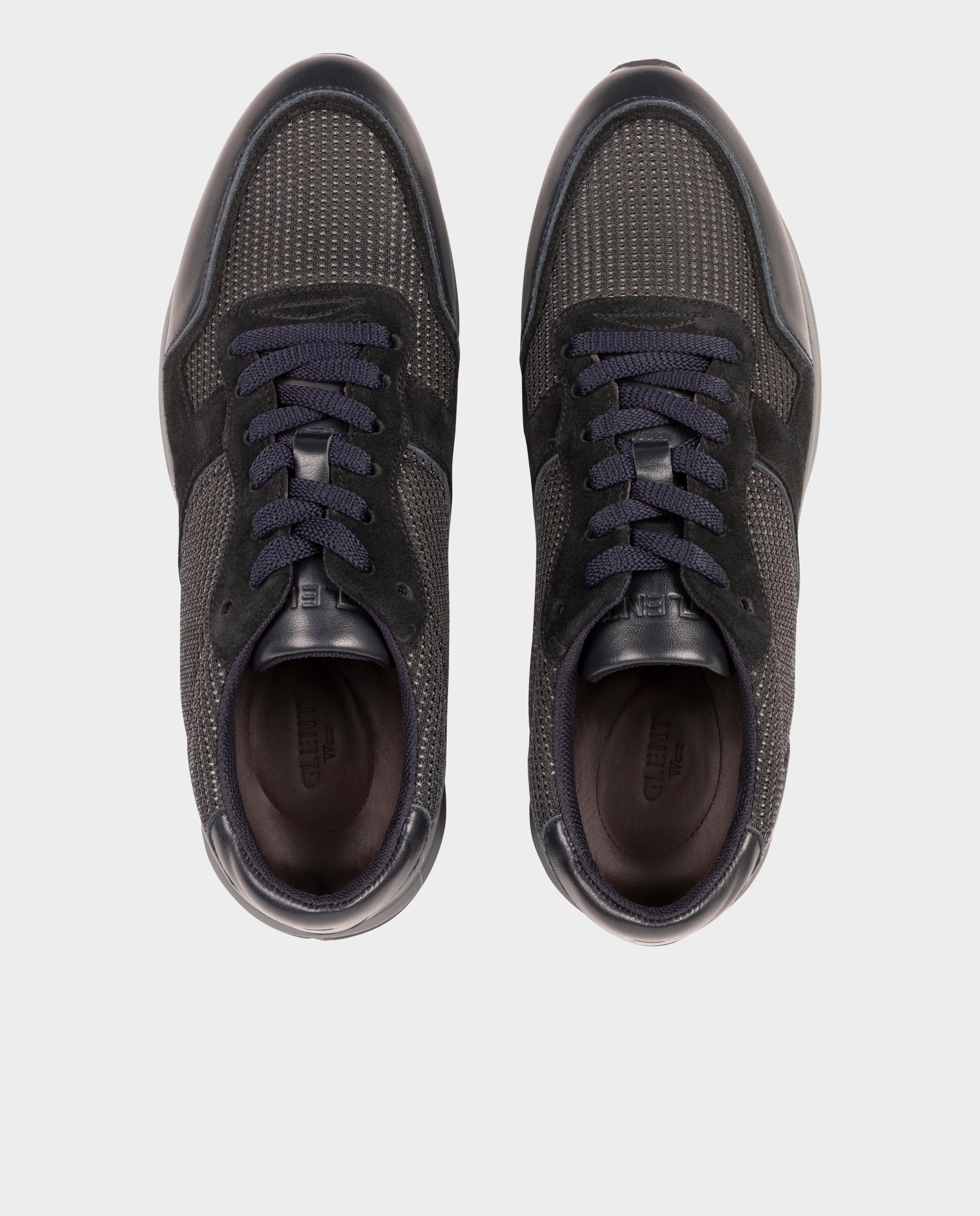 Sapatilhas em Pele e Têxtil com Sola Vibram Disponível em 2 Larguras Azul-marinho-3