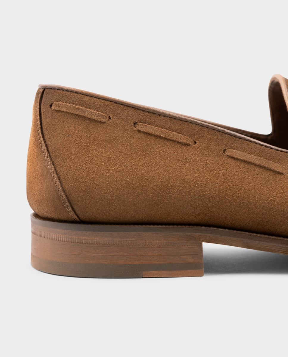 Mocassins de Pele com Pompom Largura Especial Castanho-3