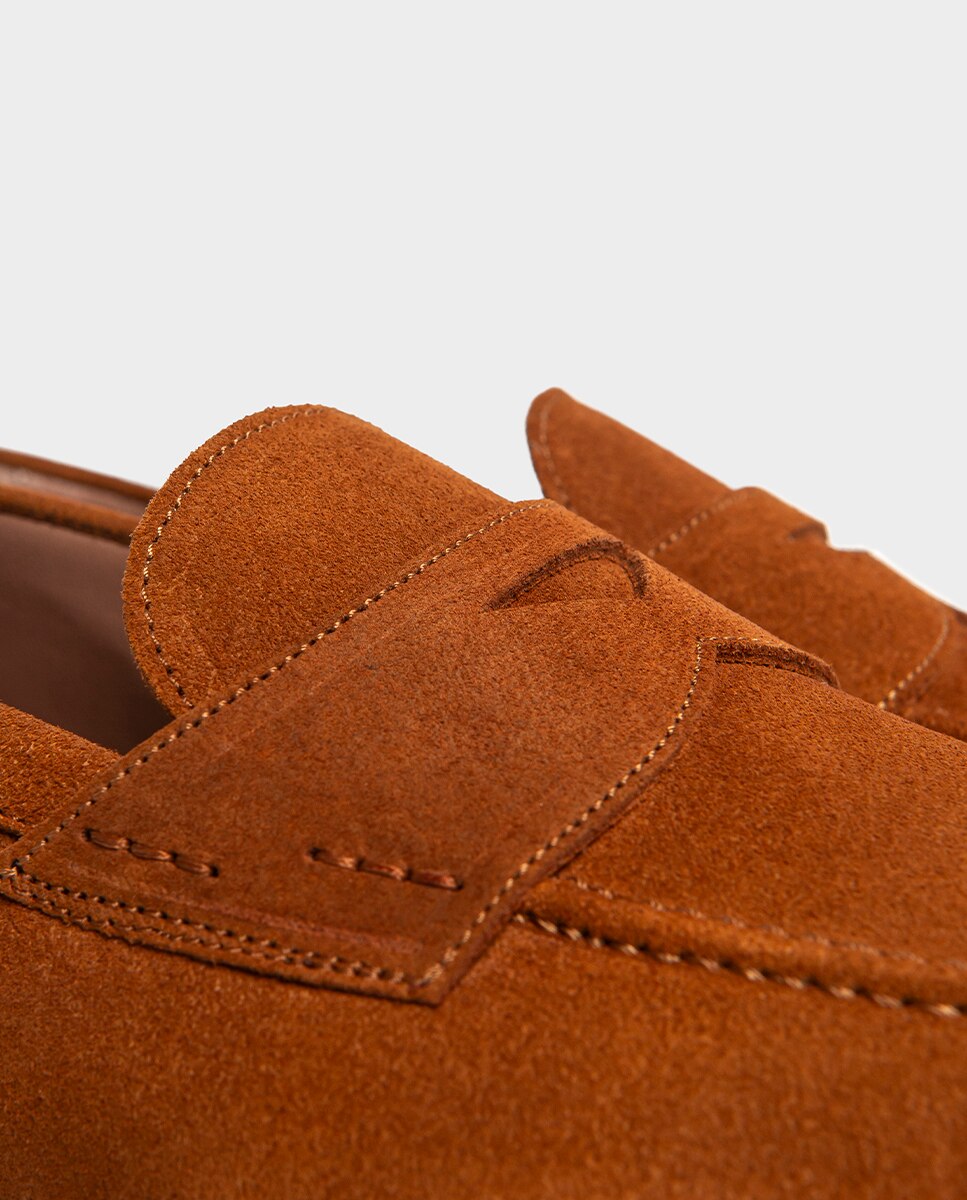 Mocassins de Pele com Travessa Larga Especial Canela-3