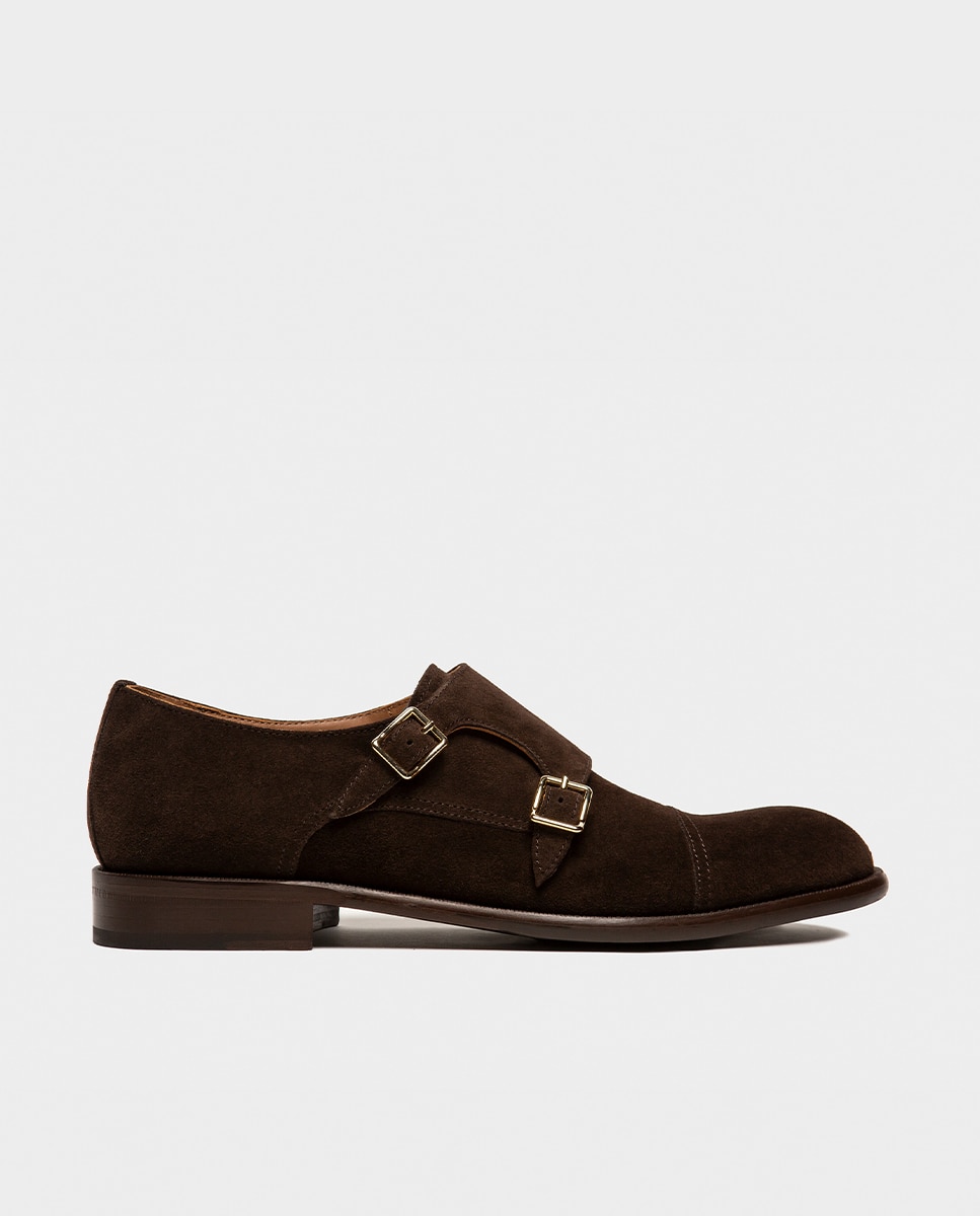 Sapatos Monk de Pele Castanho-1