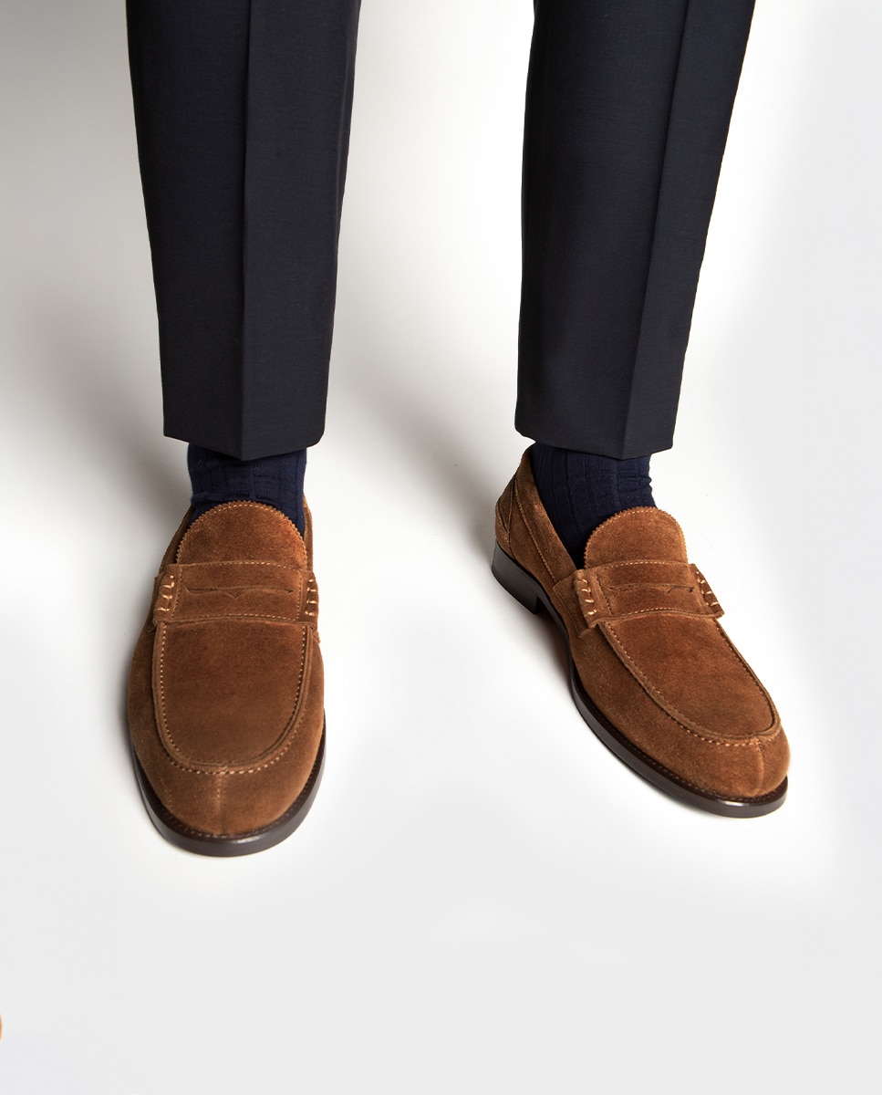 Mocassins de Pele com Travessão Castanho-2