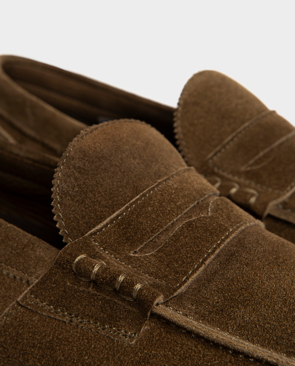 Mocassins de Pele com Travessão Verde-escuro-3