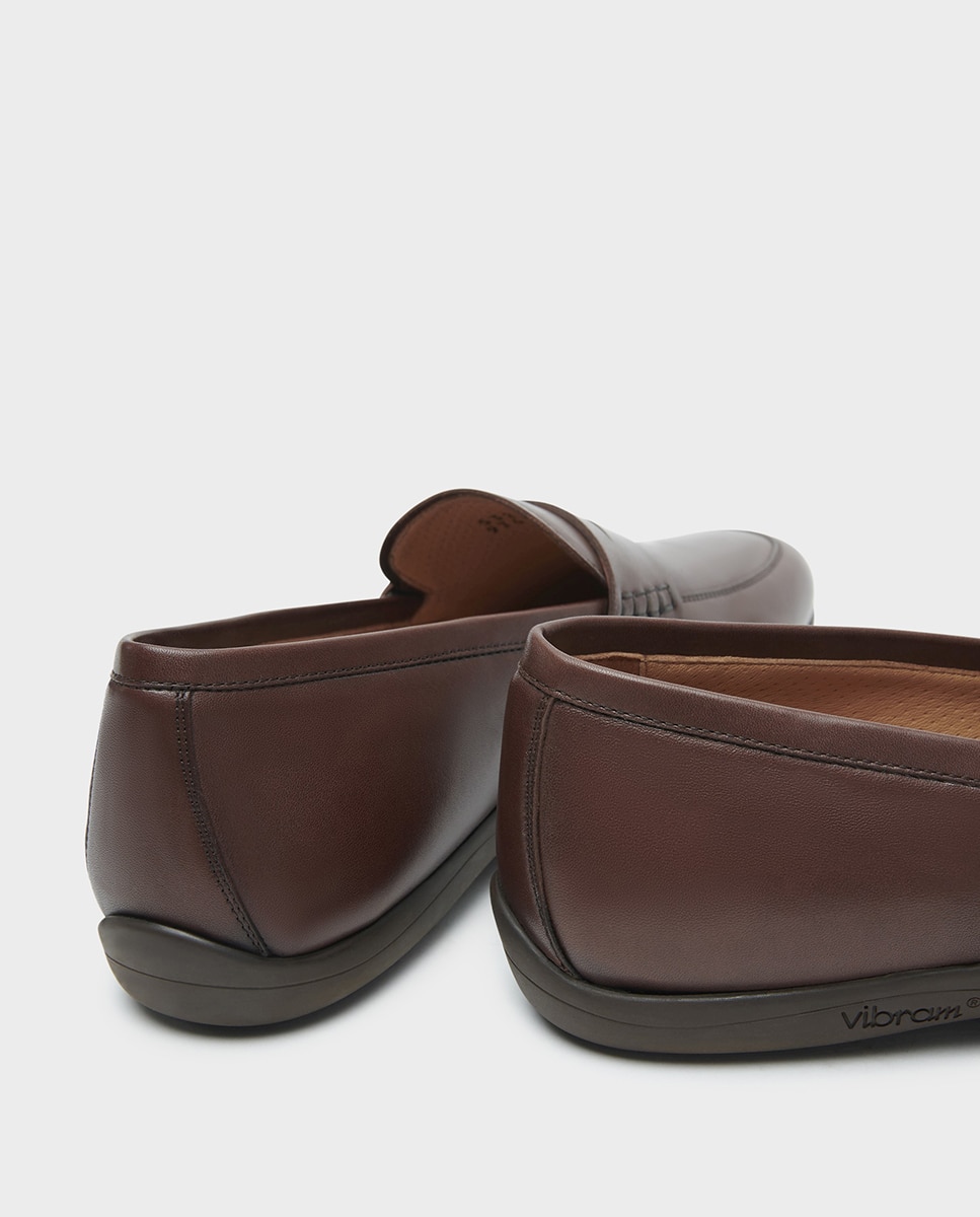 Mocassins Driver de Pele com Travessão Largura Especial Castanho-escuro-4