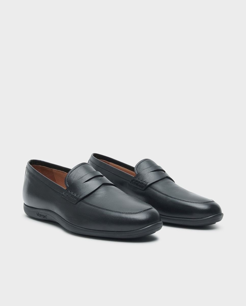Mocassins Driver de Pele com Travessão Preto-2
