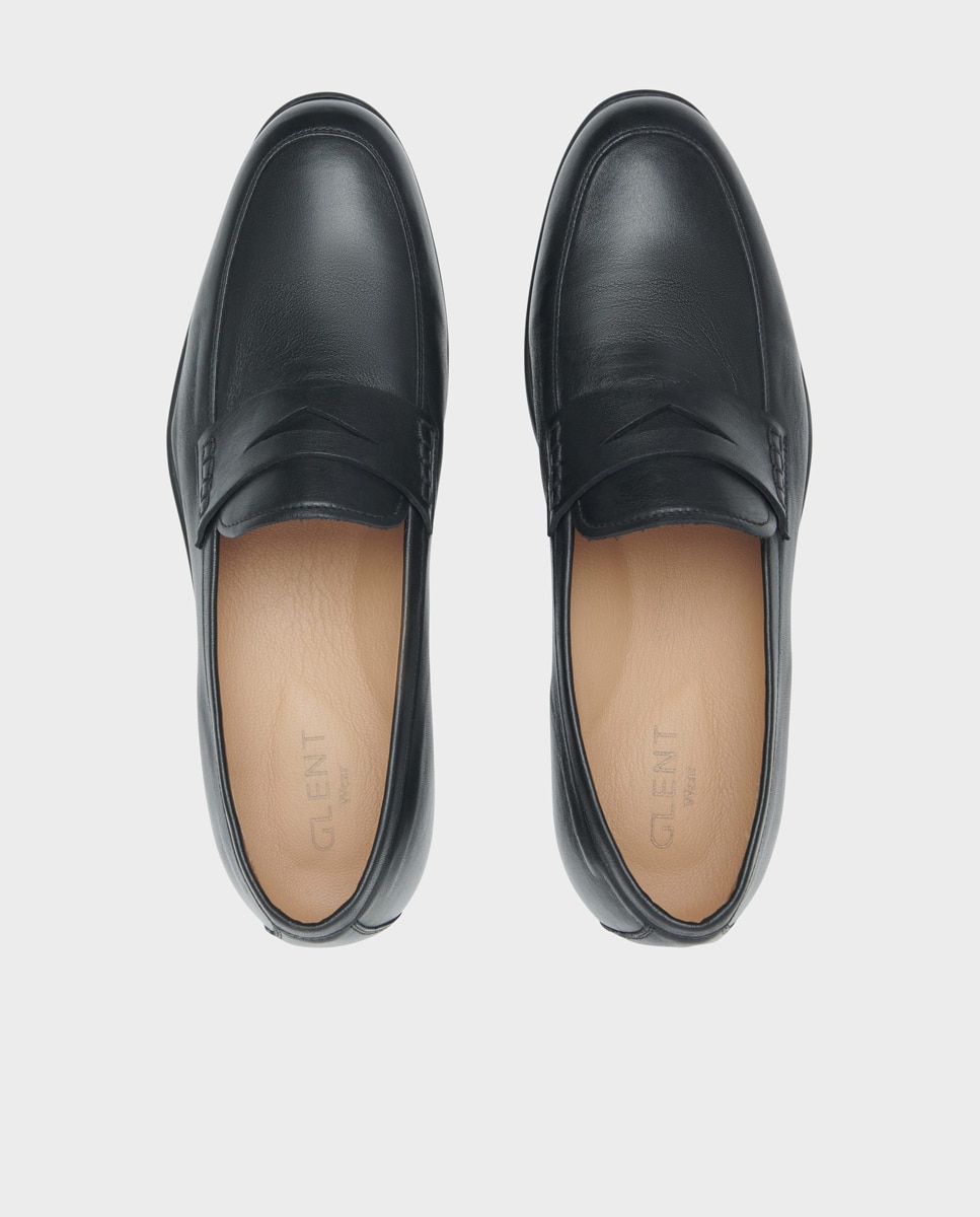Mocassins Driver de Pele com Travessão Largura Especial Preto-3