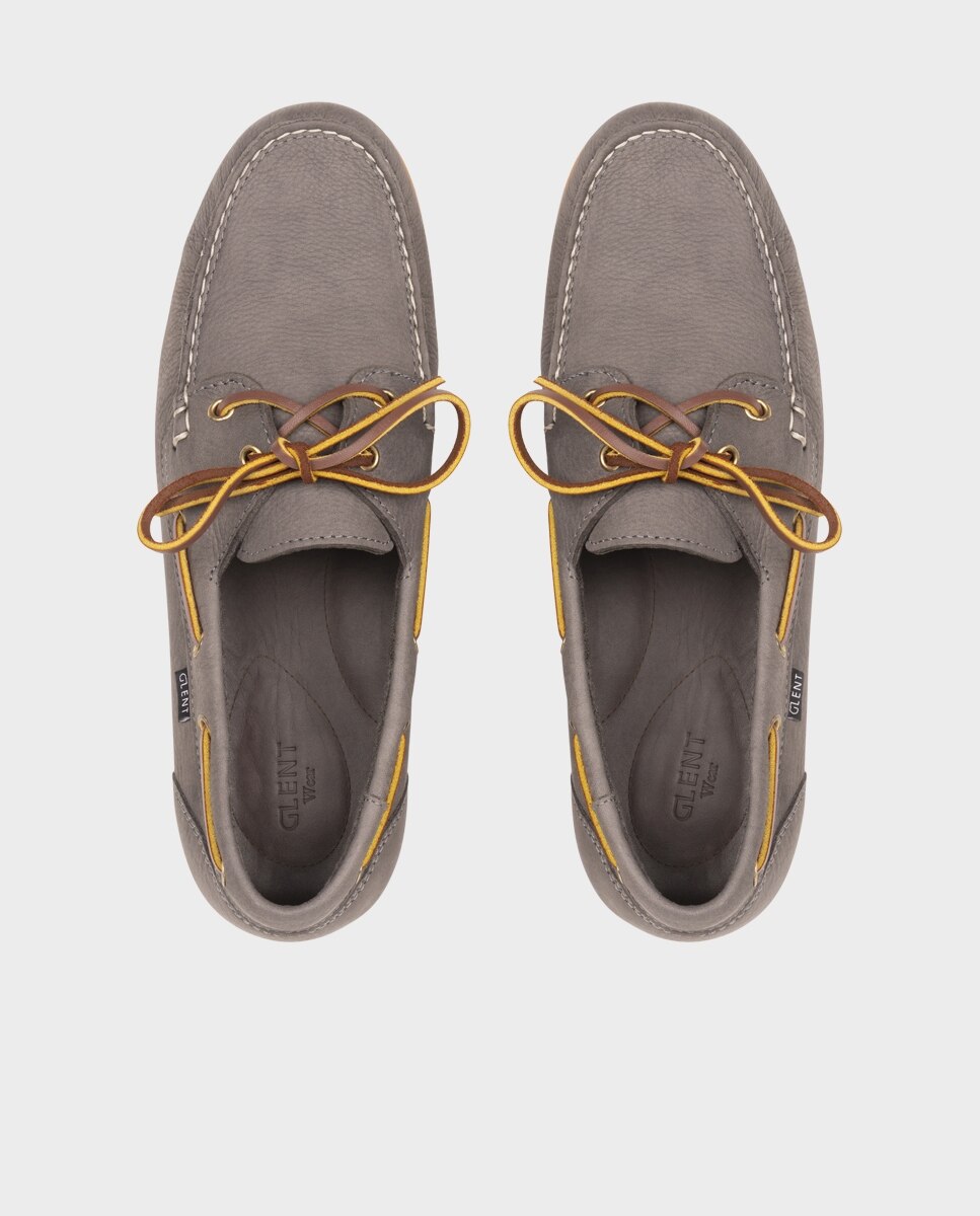 Náuticos de Pele com Sola Vibram Cinzento-3