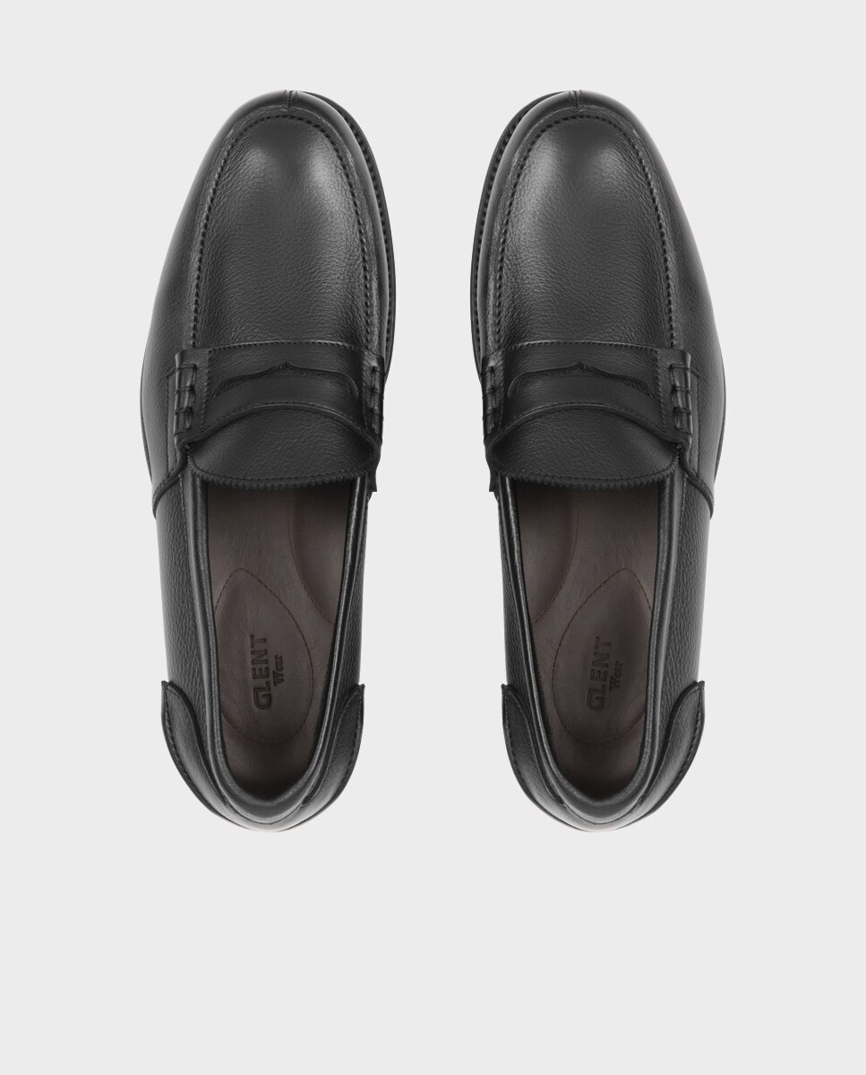 Mocassins de Pele com Travessa Larga Especial Preto-3