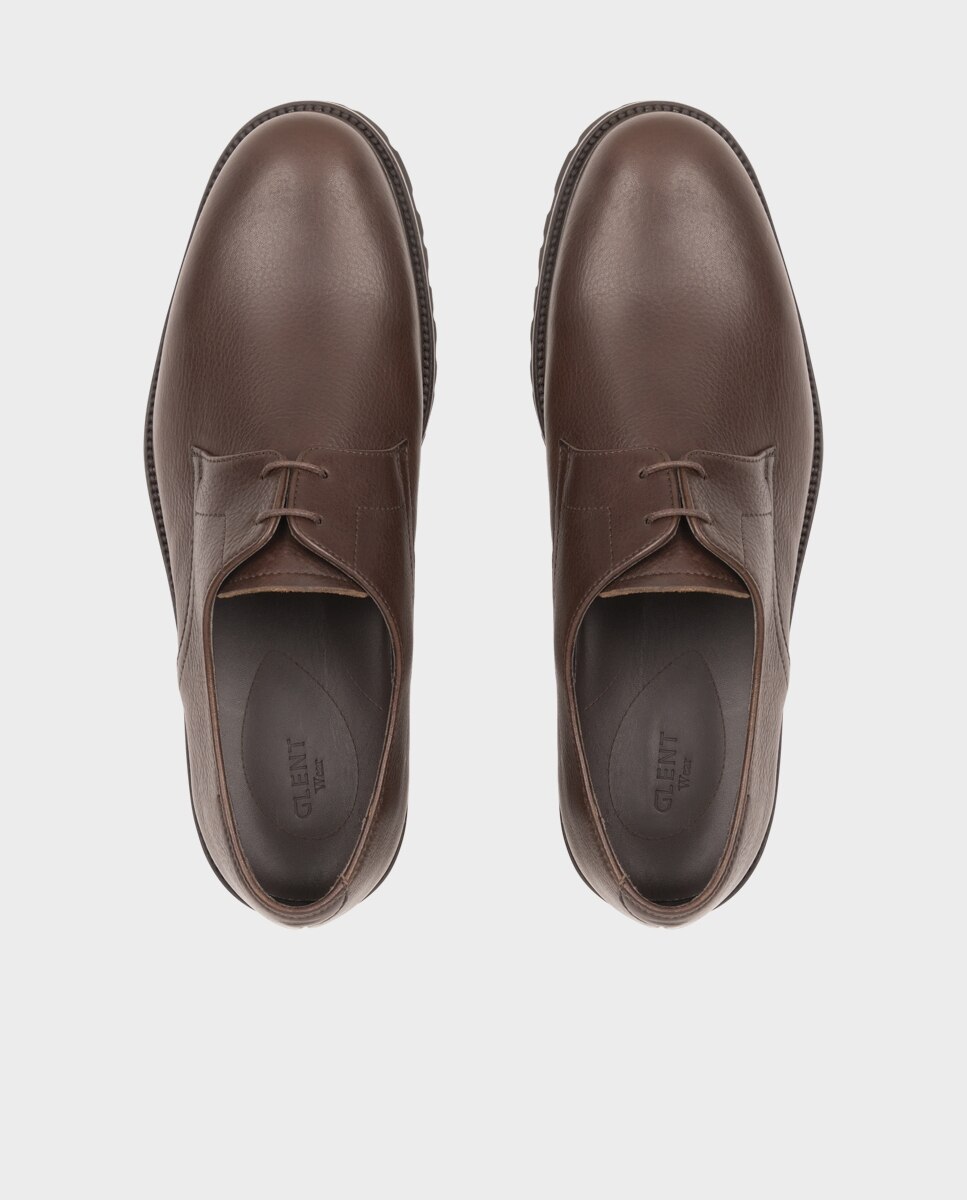 Sapatos de Cordões em Pele com Sola Vibram Castanho-3
