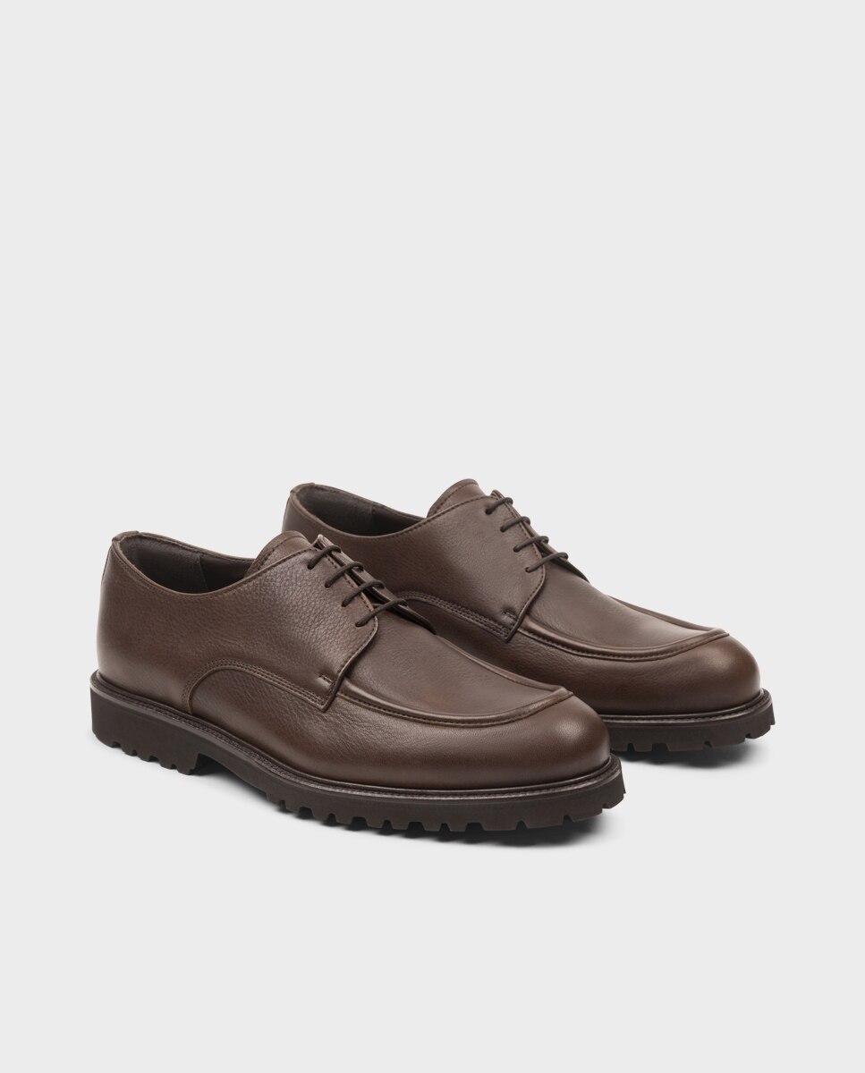 Sapatos de Cordões em Pele com Sola Vibram Castanho-2