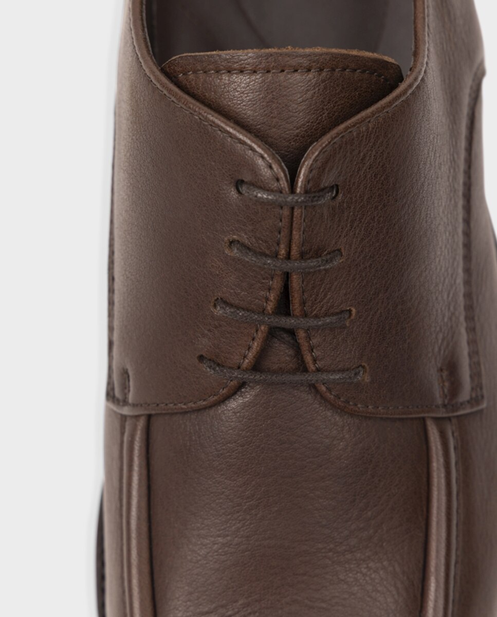 Sapatos de Cordões em Pele com Sola Vibram Castanho-4