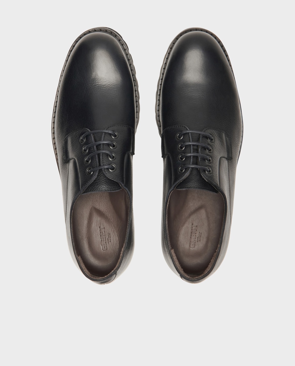 Bluchers de Pele com Sola Track Largo Especial Preto-3