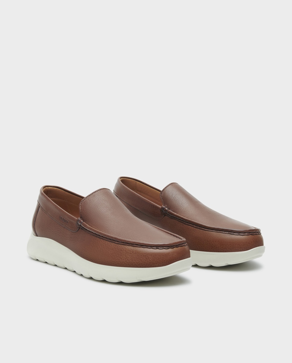 Mocassins de Pele e Sola com Amortecimento Extra Castanho-2