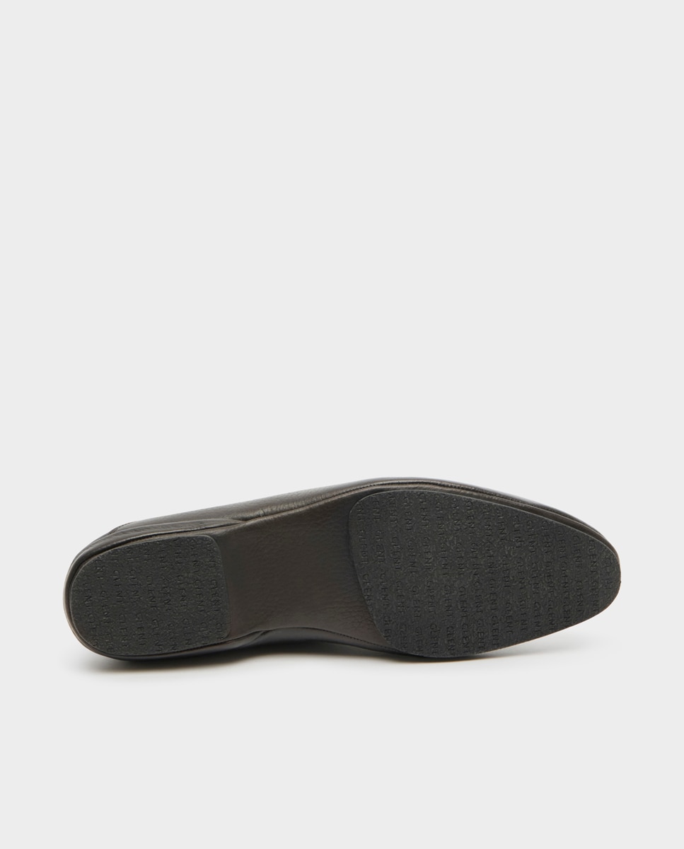 Sapato Confortável Slipper Confortável de Pele Castanho-escuro-3
