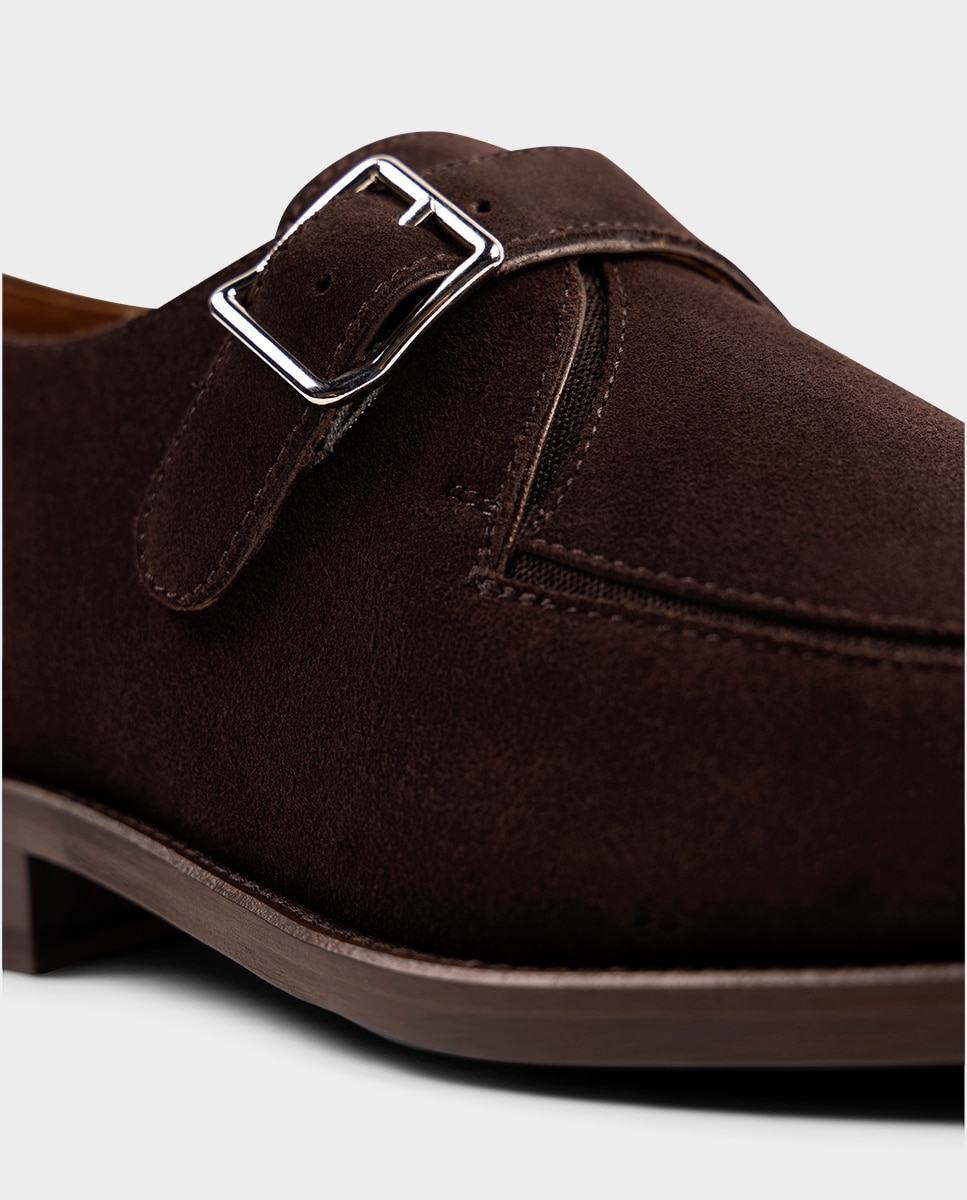 Sapatos Monk de Pele Disponível em 2 Larguras Castanho-4