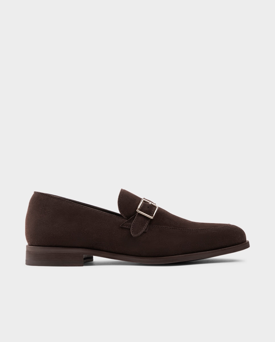 Sapatos Monk de Pele Castanho-1