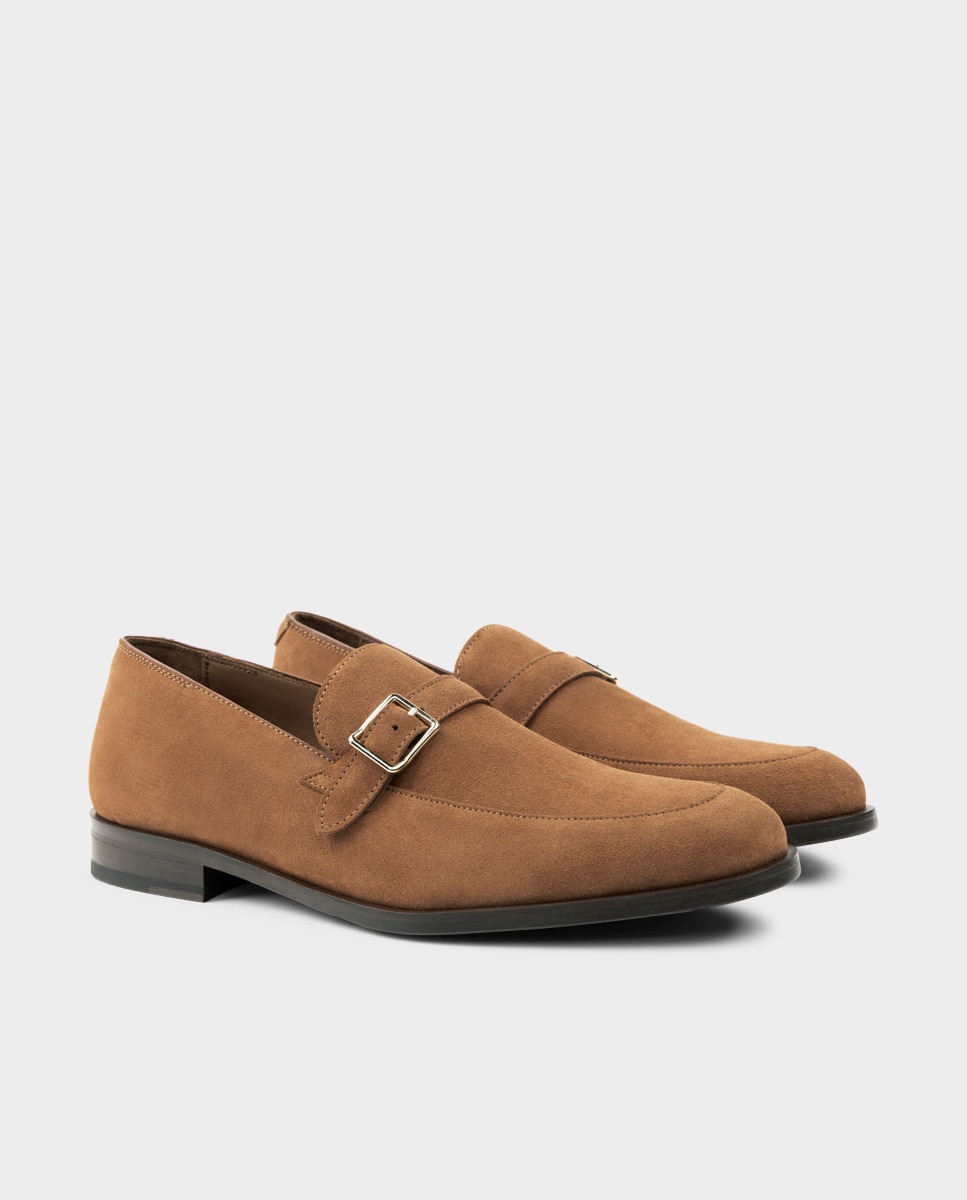 Mocassins com Fivela de Pele Disponível em 2 Larguras Castanho-2