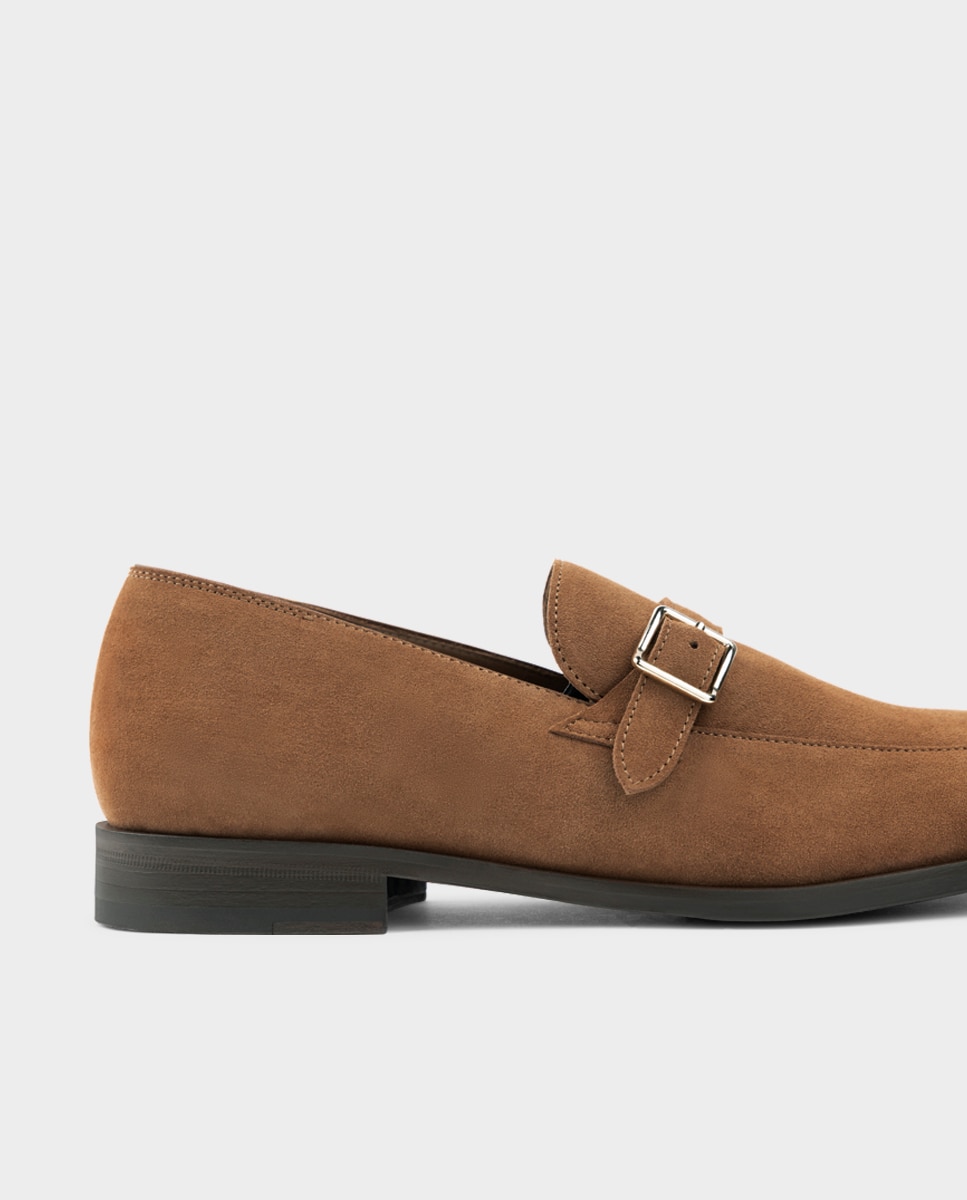 Mocassins com Fivela de Pele Disponível em 2 Larguras Castanho-4
