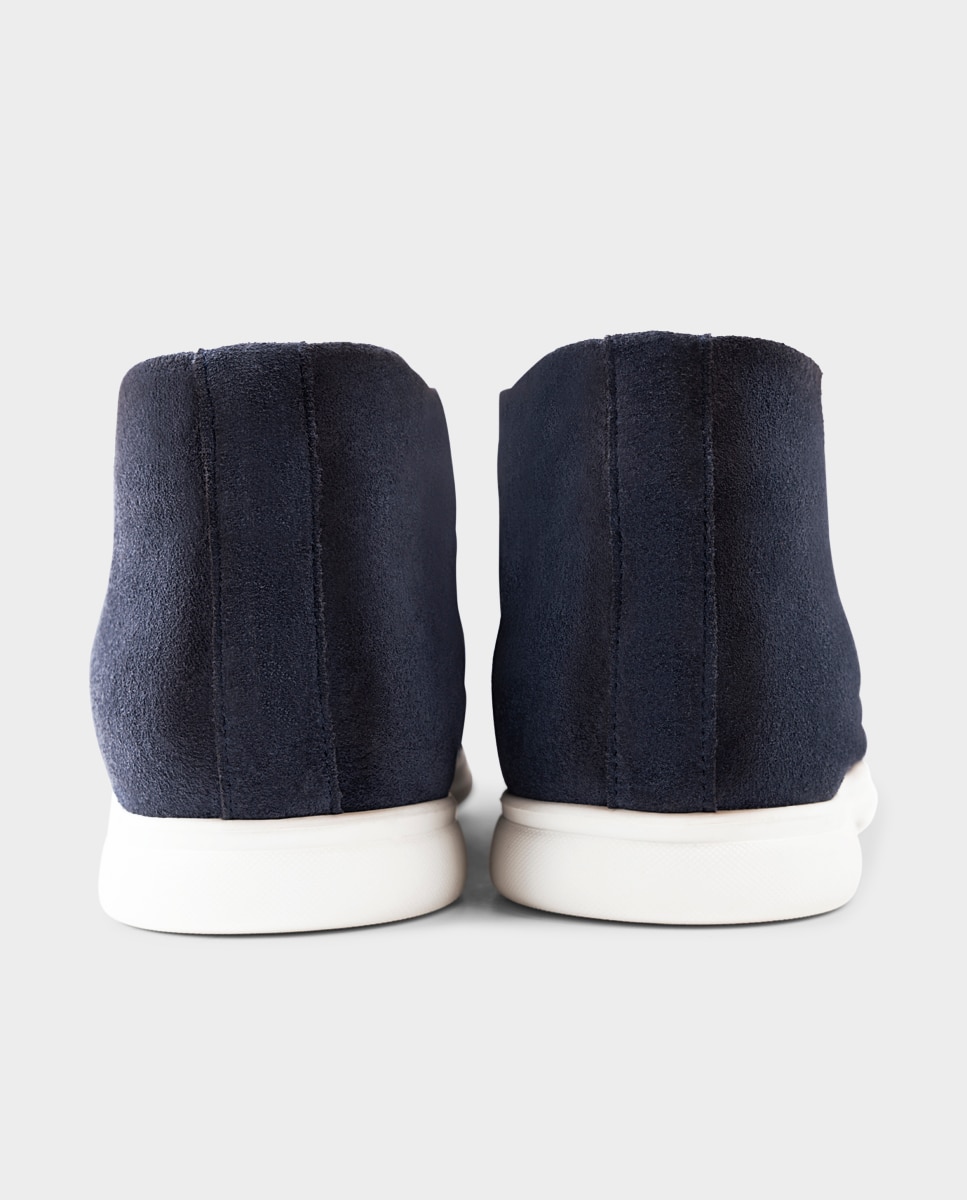 Botins de Pele com Sola de Borracha Azul-marinho-5