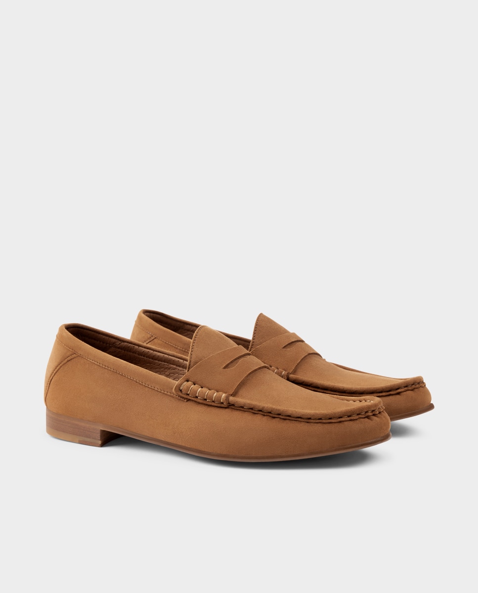 Mocassins com Antifaz de Pele Camurça Castanho-claro-2