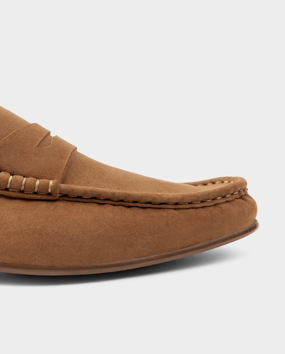 Mocassins com Antifaz de Pele Camurça Castanho-claro-4