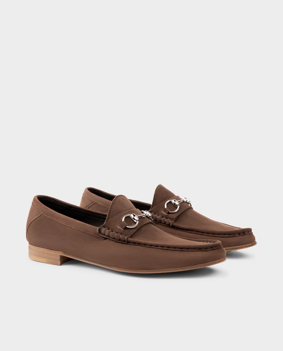 Mocassins de Pele Camurça Elegantes Castanho-2
