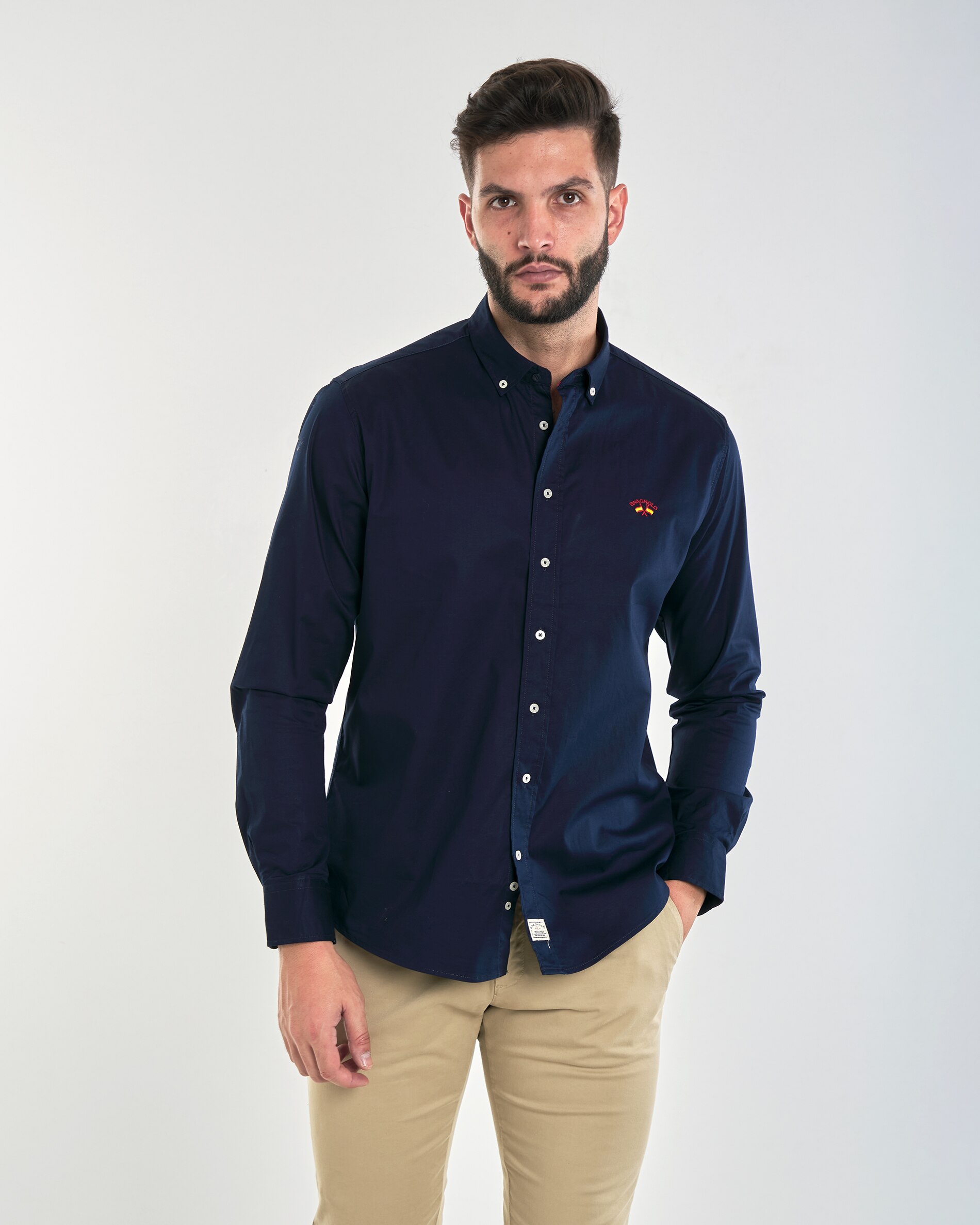 Imagem 0 de Camisa com Corte Regular Liso em Azul-marinho
