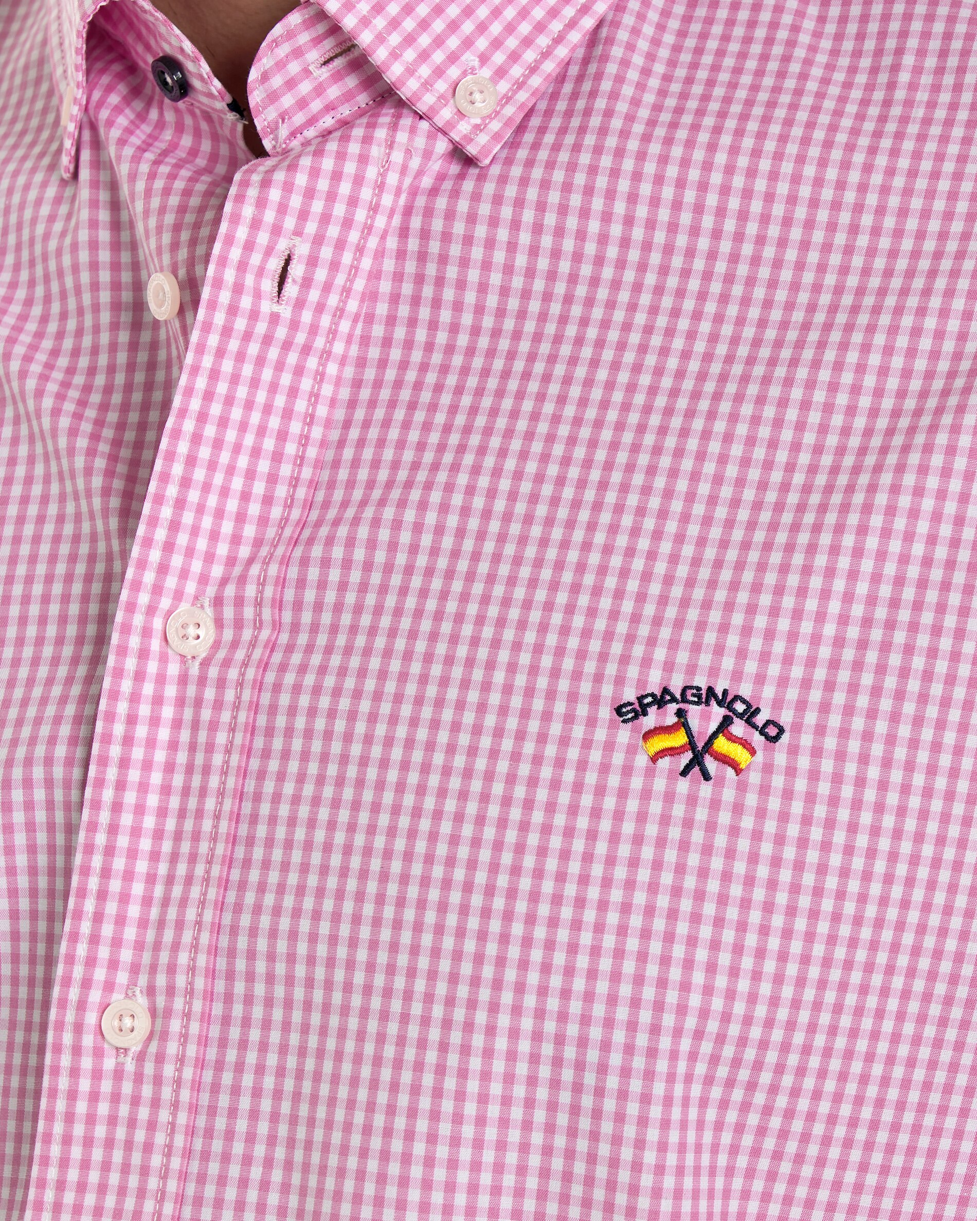 Camisa Popelina de Corte Regular com Estampado Aos Quadrados Vichy em Rosa Rosa / Branco-2