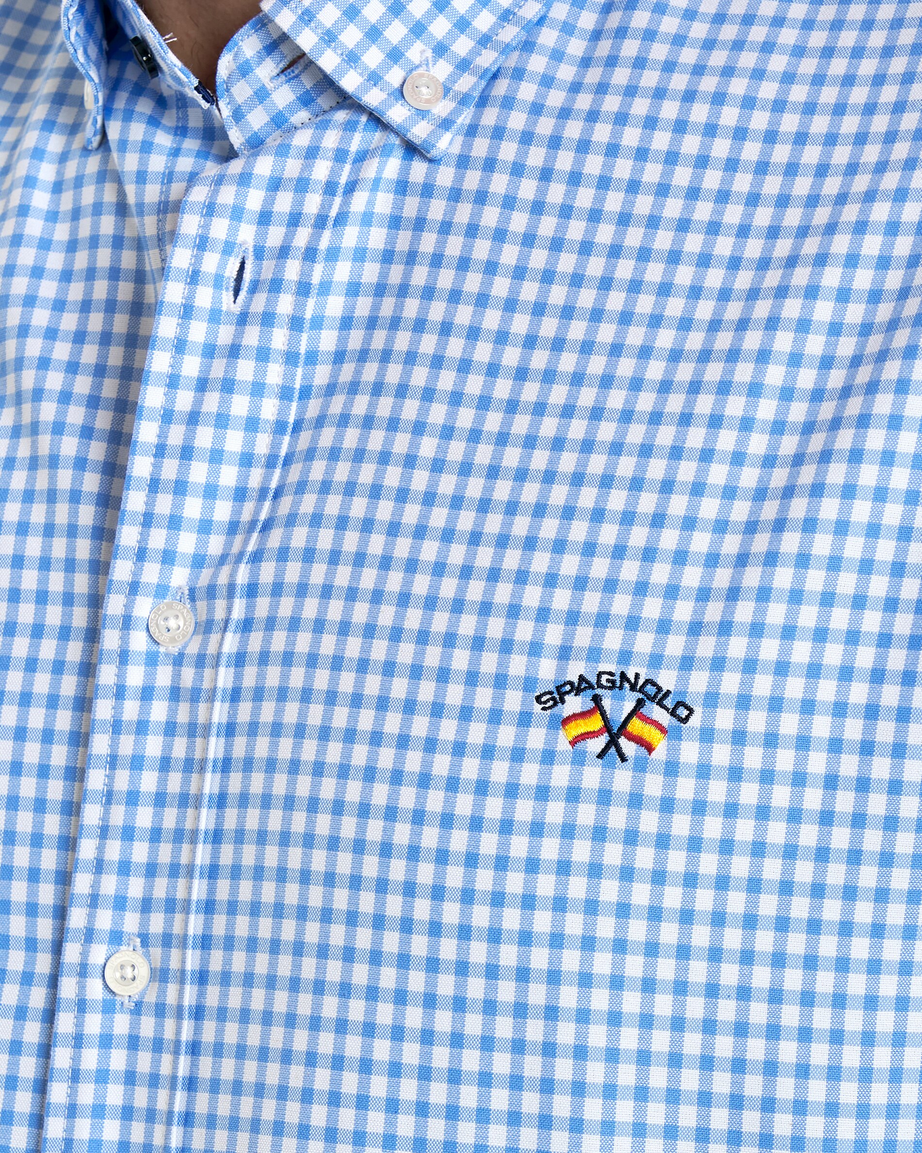 Camisa Corte Regular com Estampado Aos Quadrados Vichy em Azul-claro Azul-claro-2