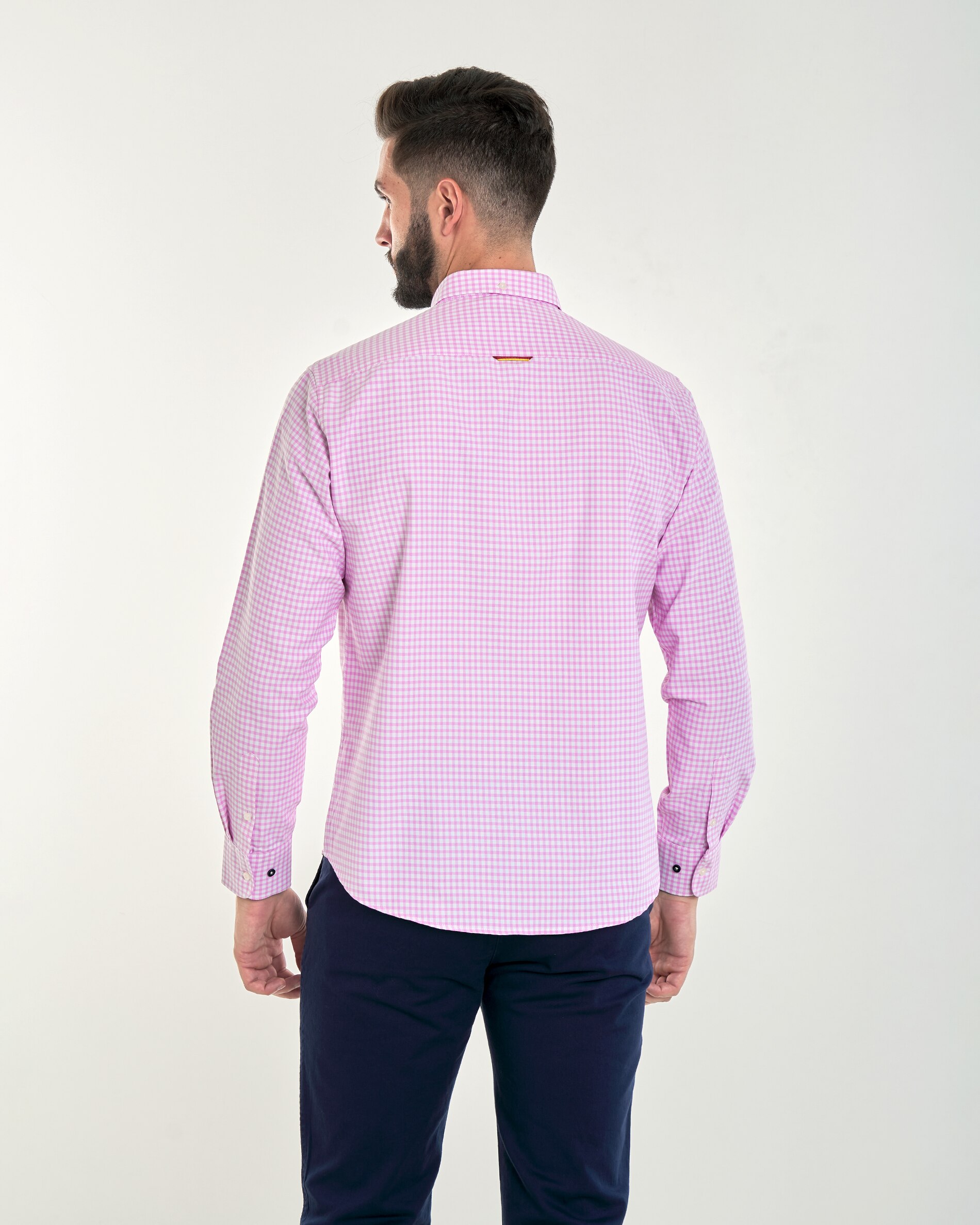 Camisa de Corte Regular com Estampado Aos Quadrados Vichy Rosa Rosa-3