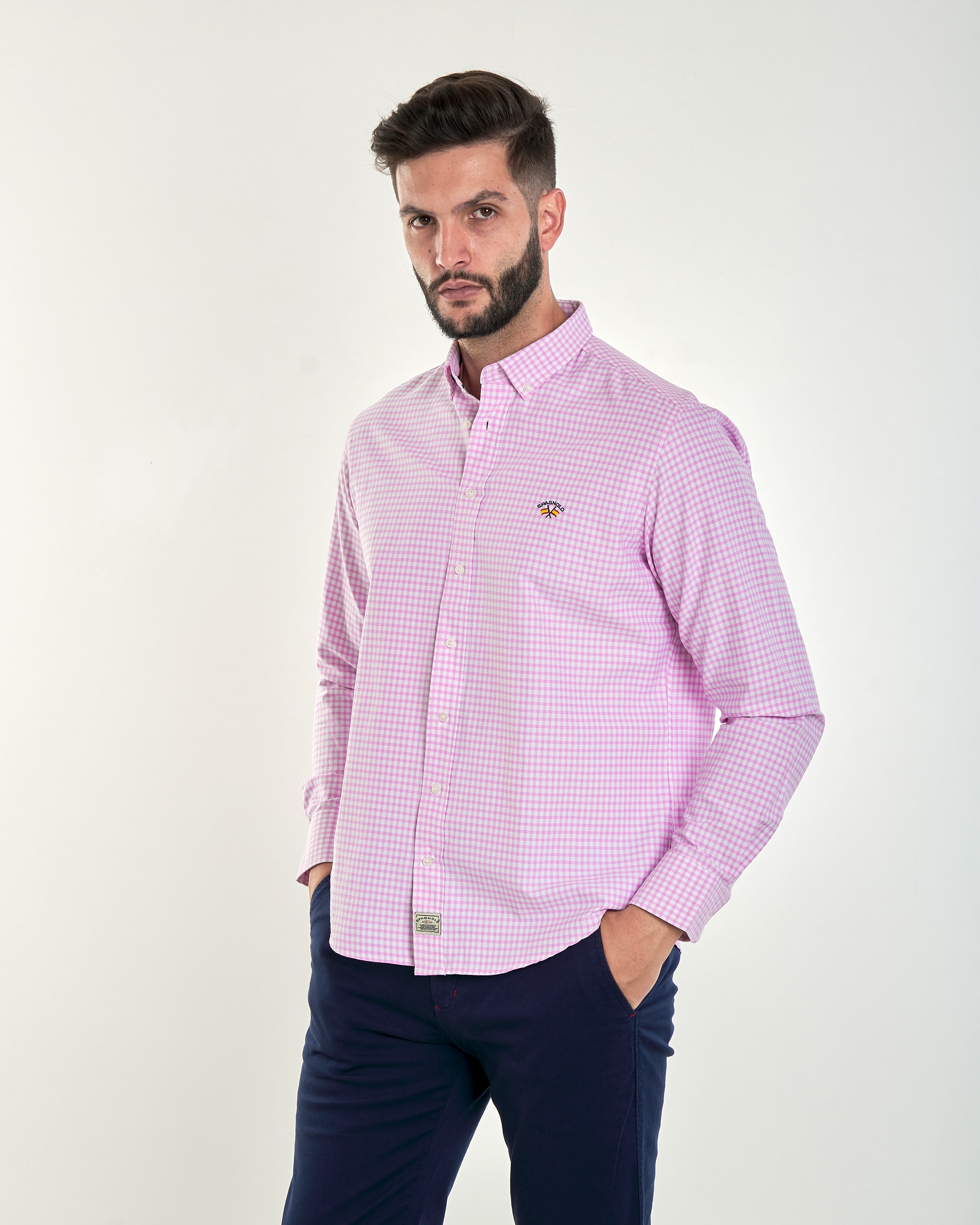 Imagem 0 de Camisa de Corte Regular com Estampado Aos Quadrados Vichy Rosa