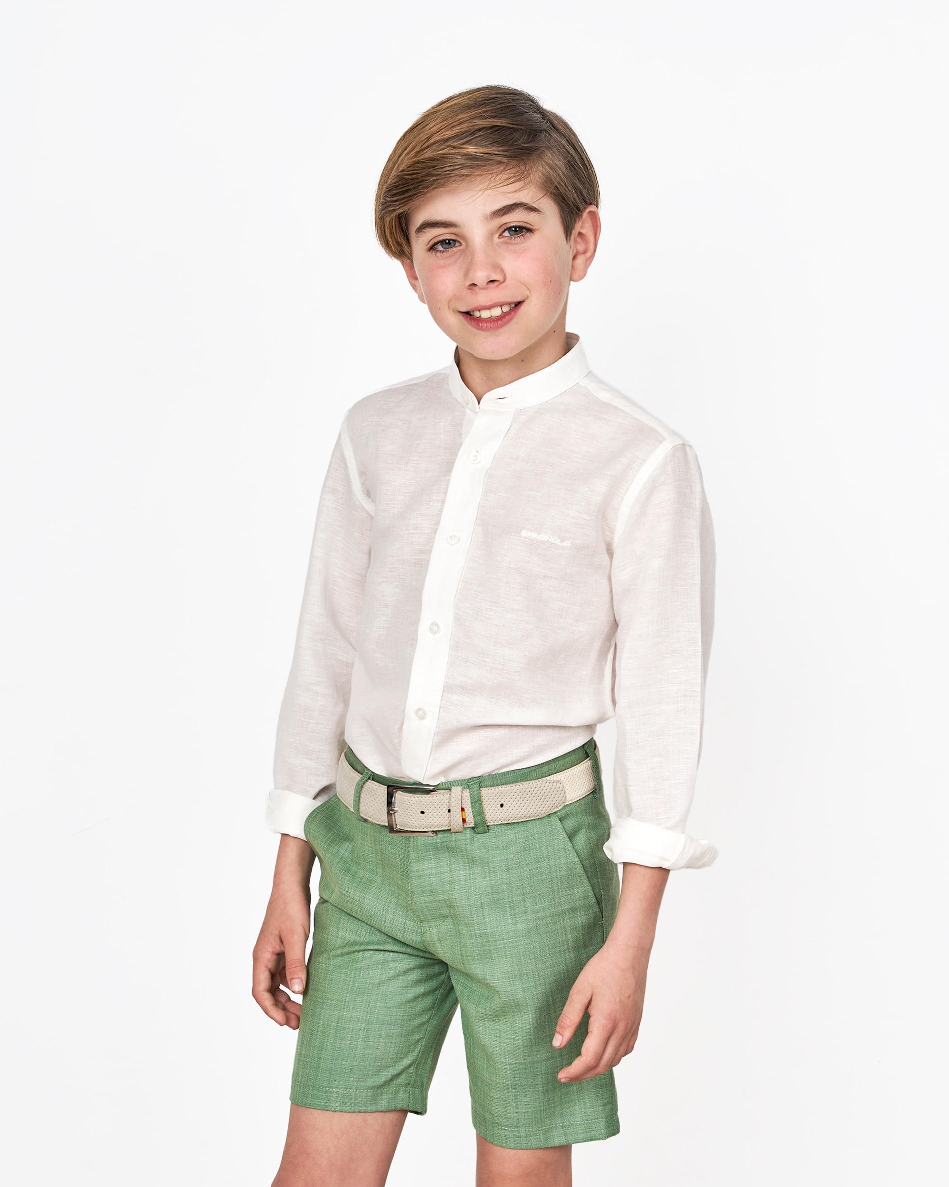 Imagem 0 de Camisa em Linho Infantil com Gola À Padre Lisa