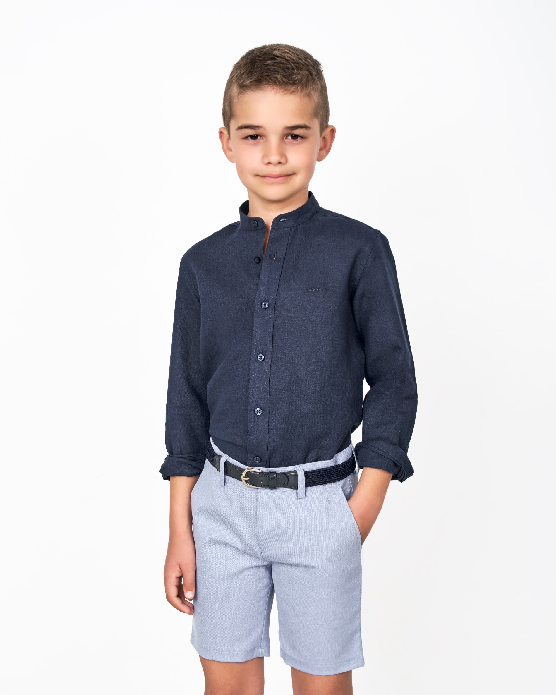 Imagem 0 de Camisa em Linho Infantil com Gola À Padre Lisa