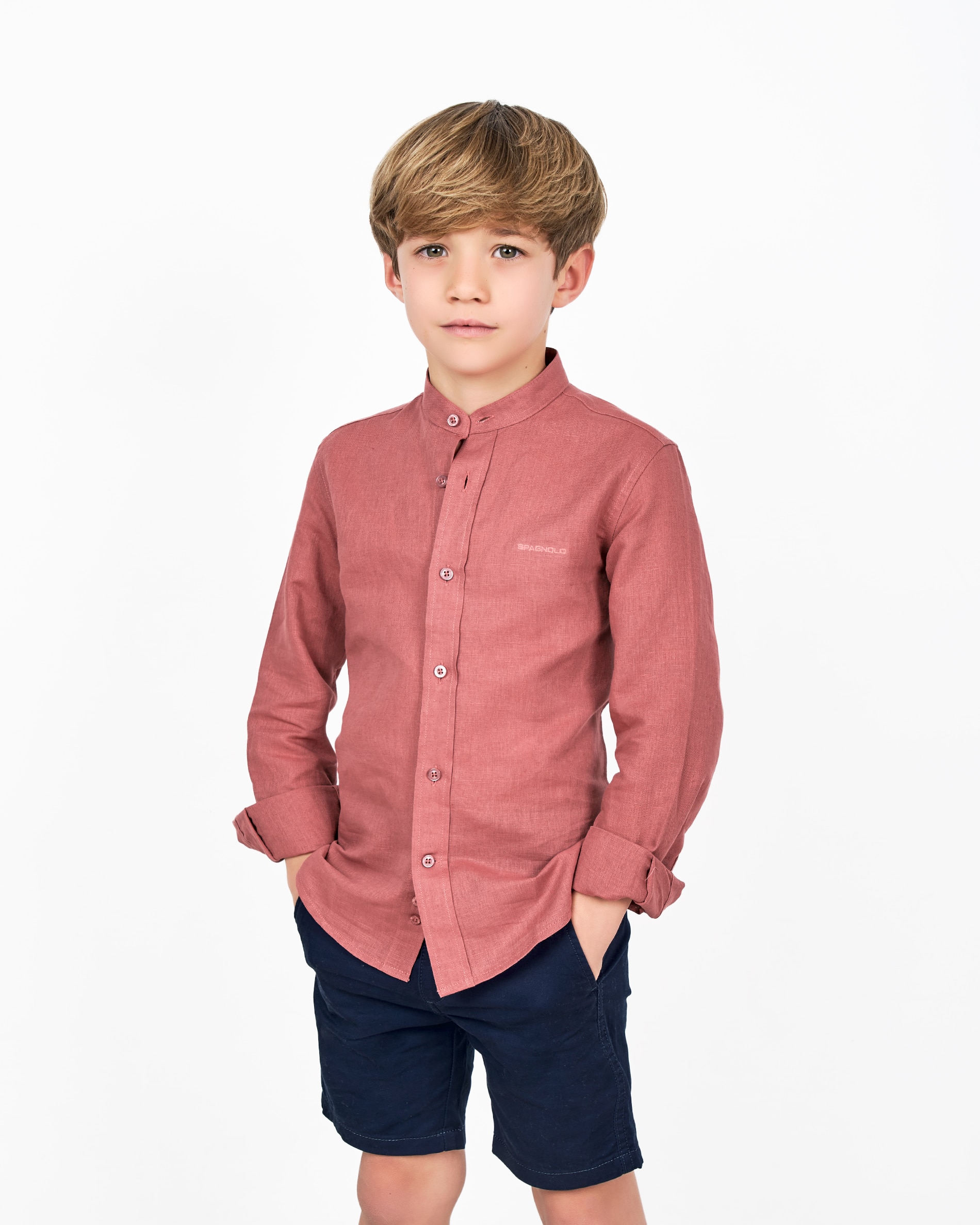 Imagem 0 de Camisa em Linho Infantil com Gola À Padre Lisa