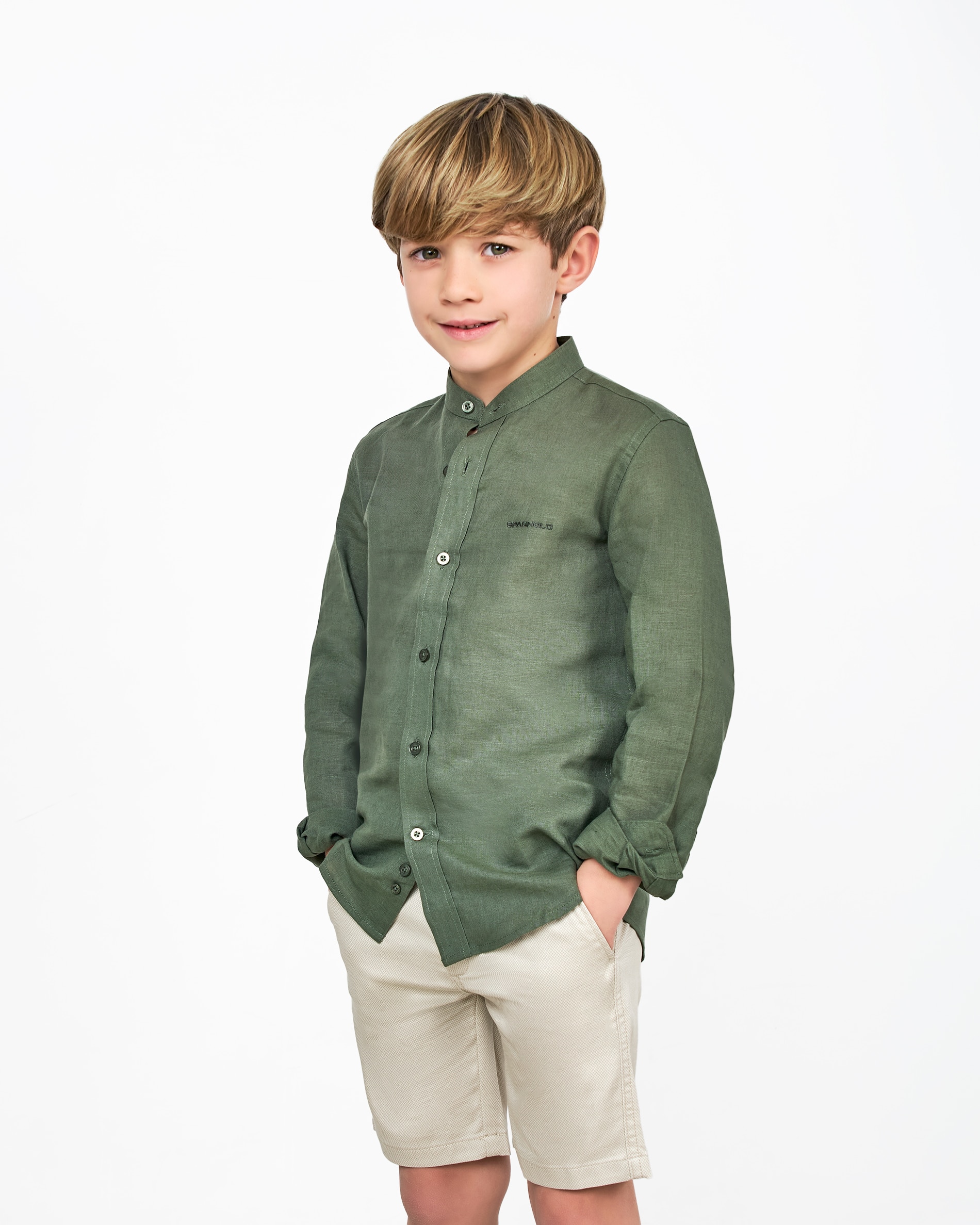 Imagem 0 de Camisa em Linho Infantil com Gola À Padre Lisa