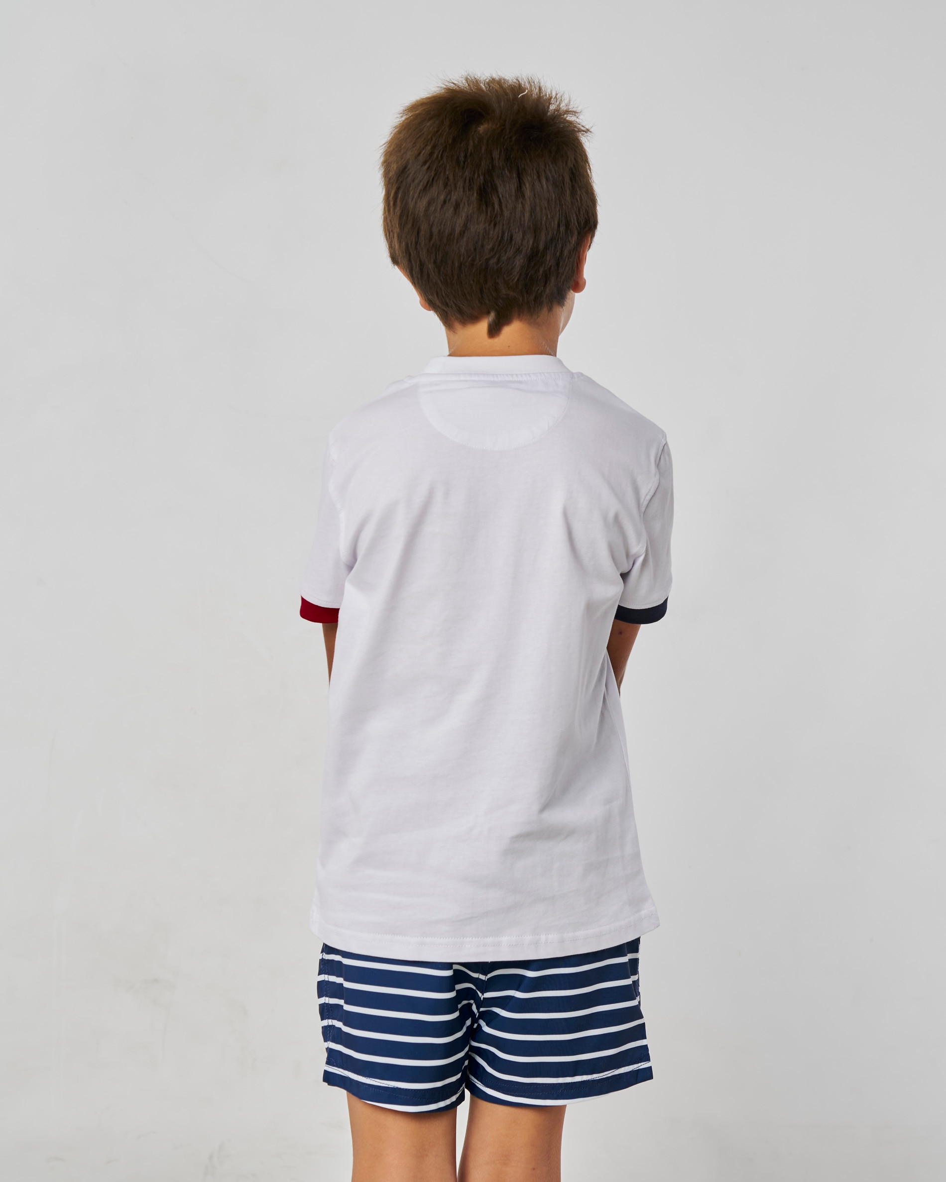 T-shirt Infantil Branca de Manga Curta com Estampados Marítimos Spagnolo Branco-3