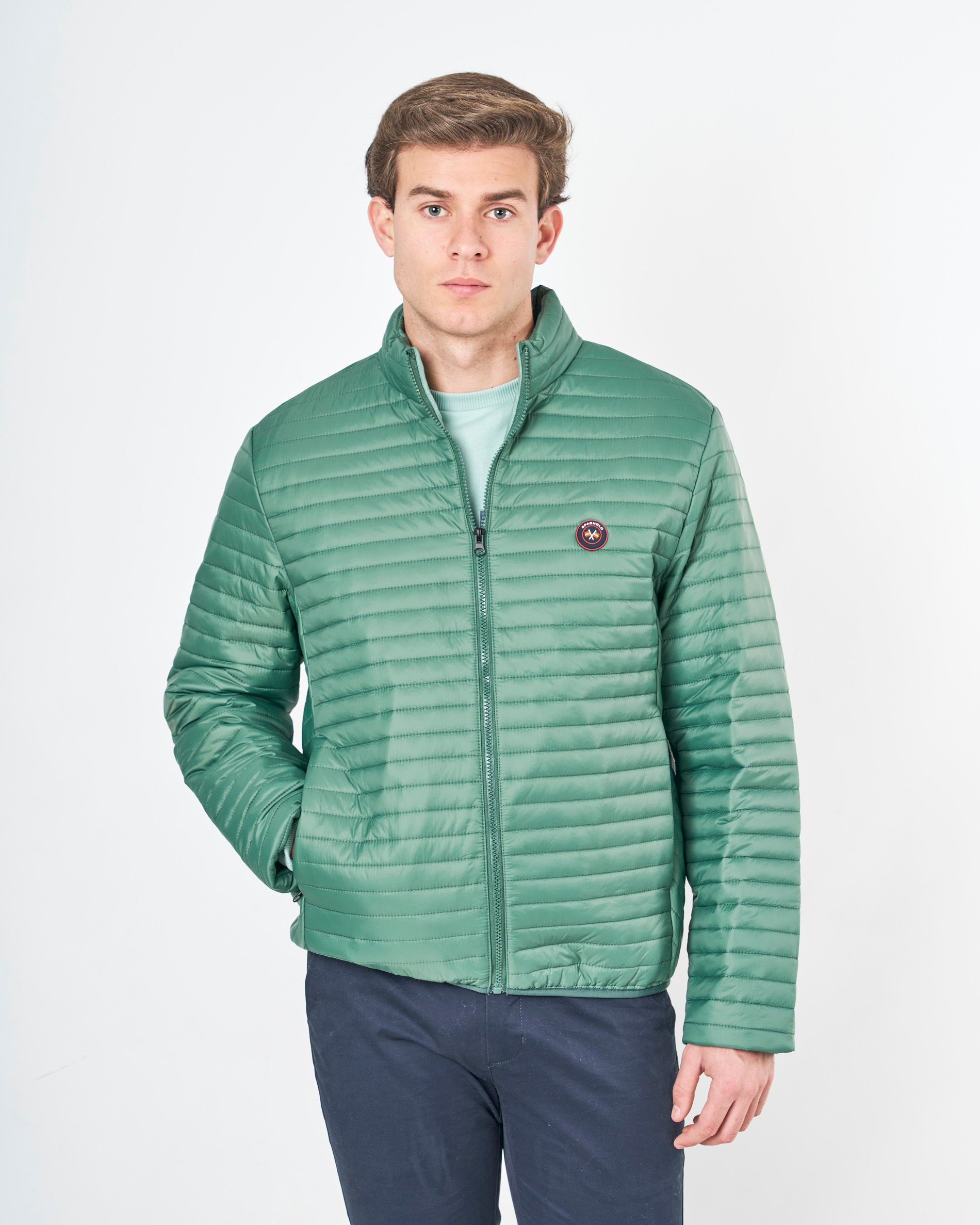 Blusão com Fecho Zip Acolchoado Verde-2