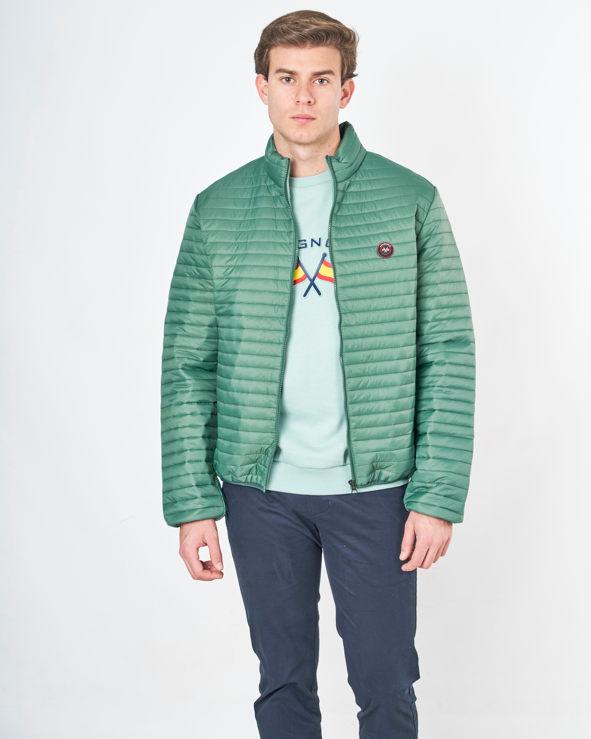 Blusão com Fecho Zip Acolchoado Verde-4