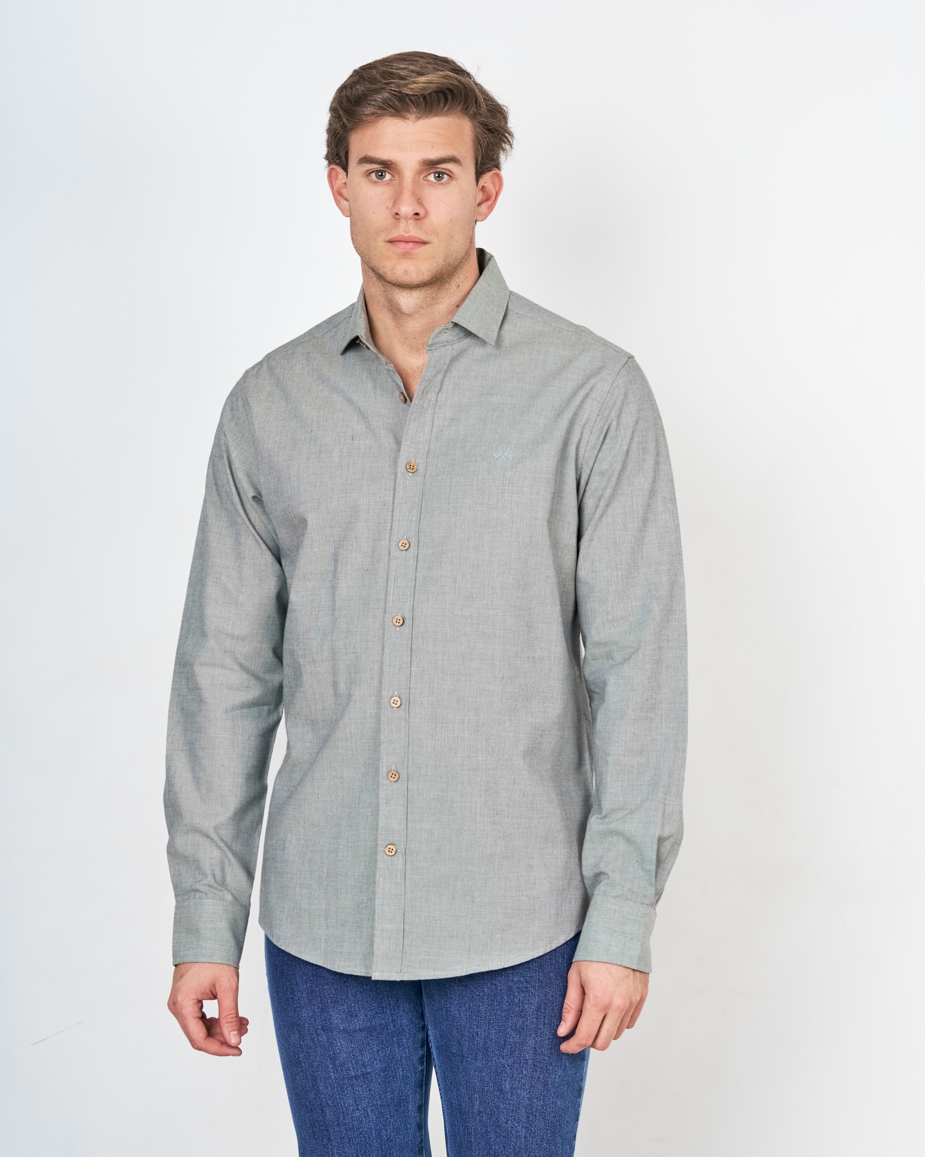Imagem 0 de Camisa Oxford com Corte Regular Liso