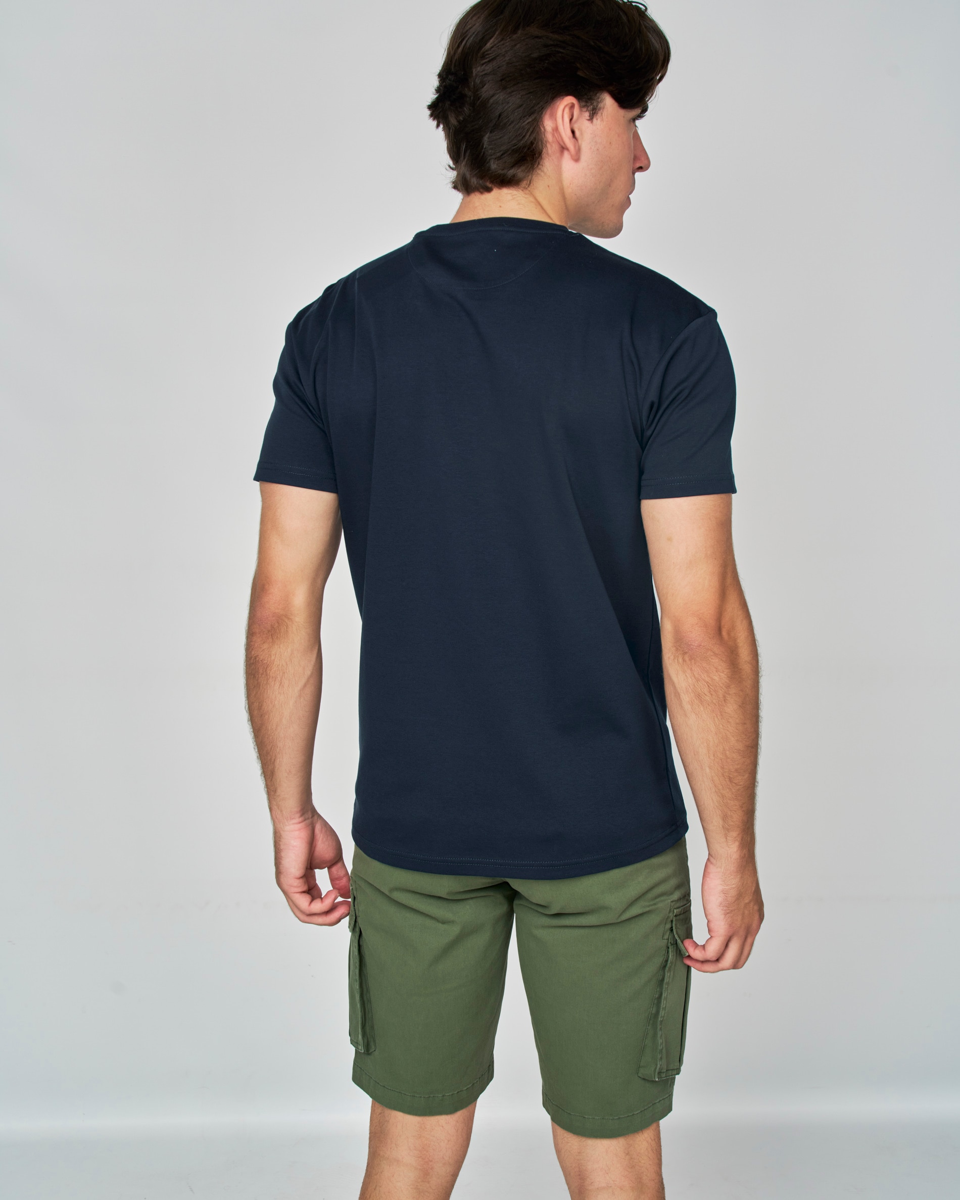 T-shirt com Logo Bandeira em Tom Azul-antracite-3