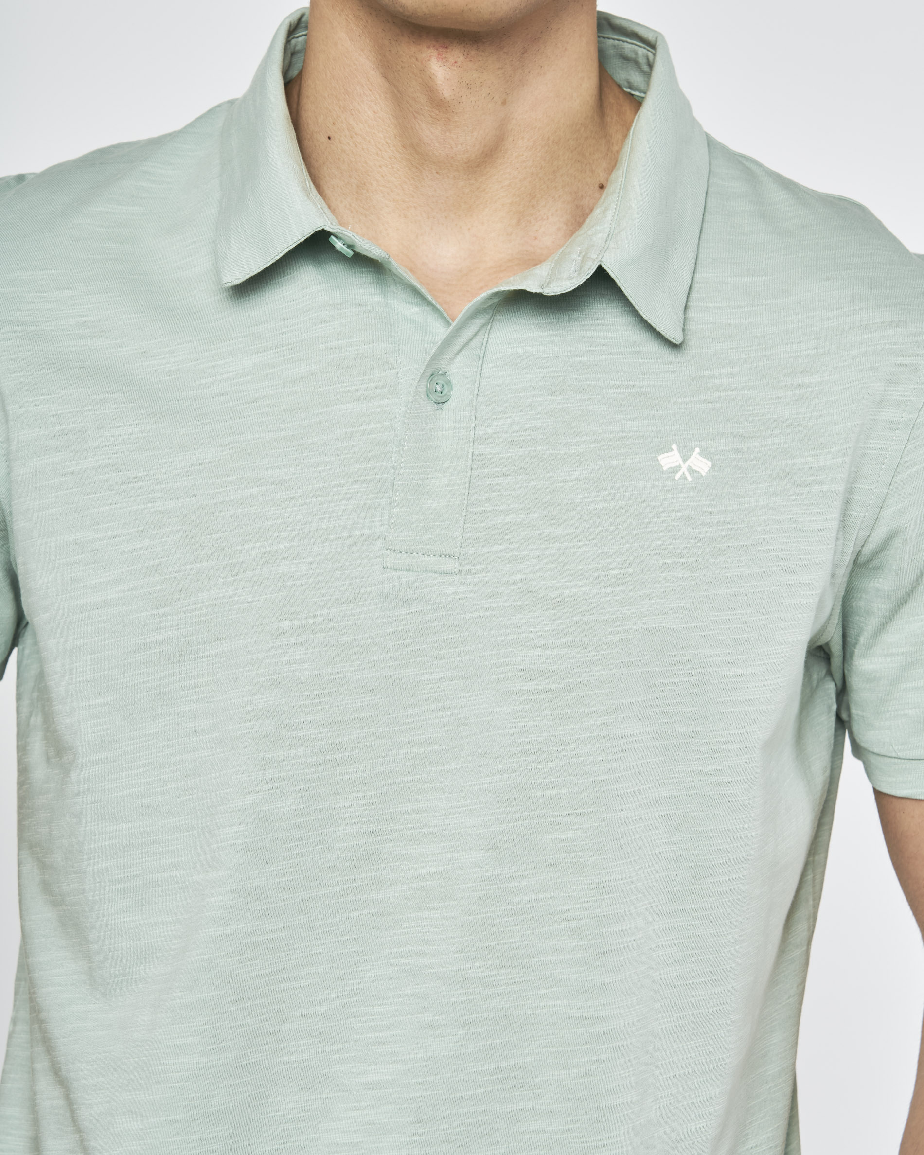 Polo de Malha Slub Liso Verde-claro-2