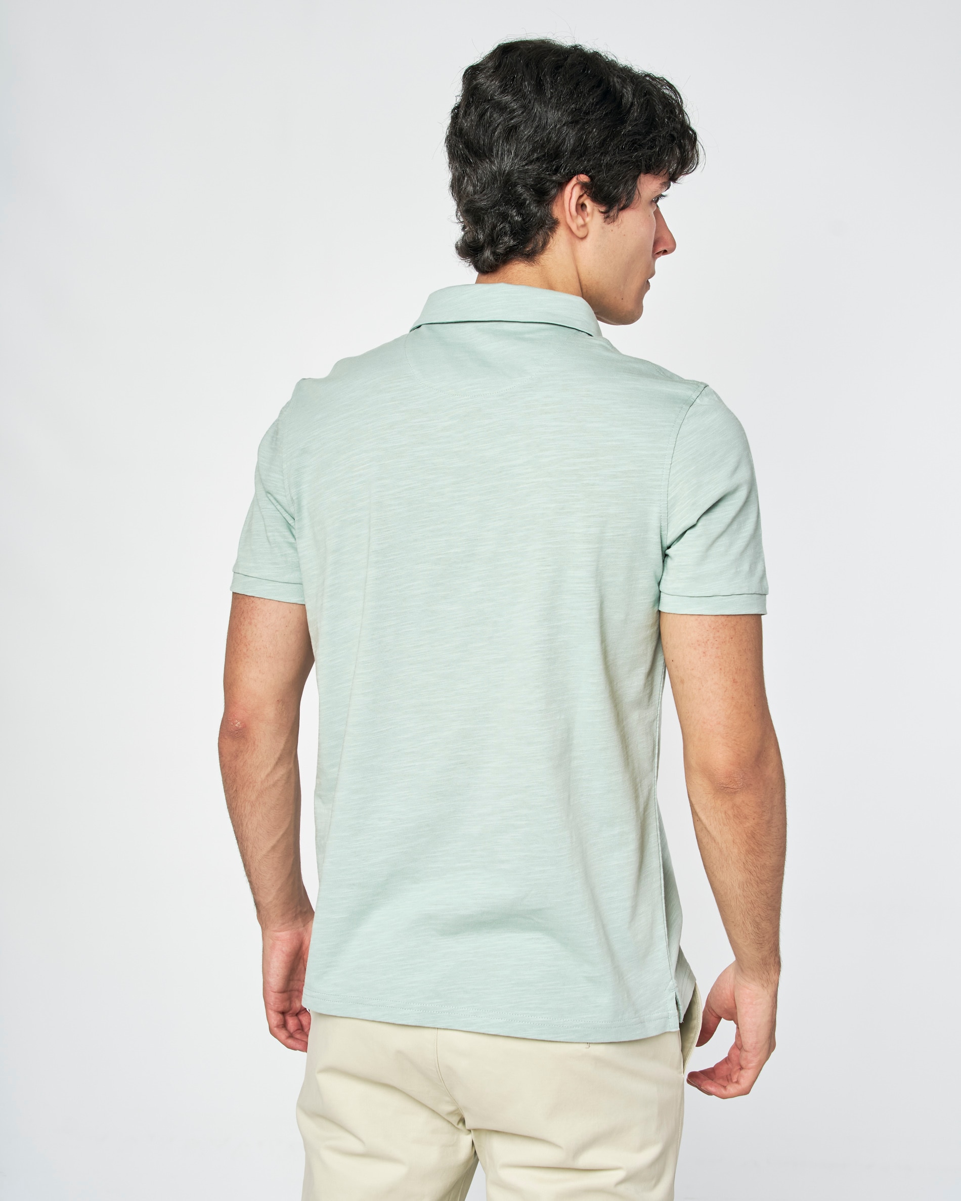 Polo de Malha Slub Liso Verde-claro-3