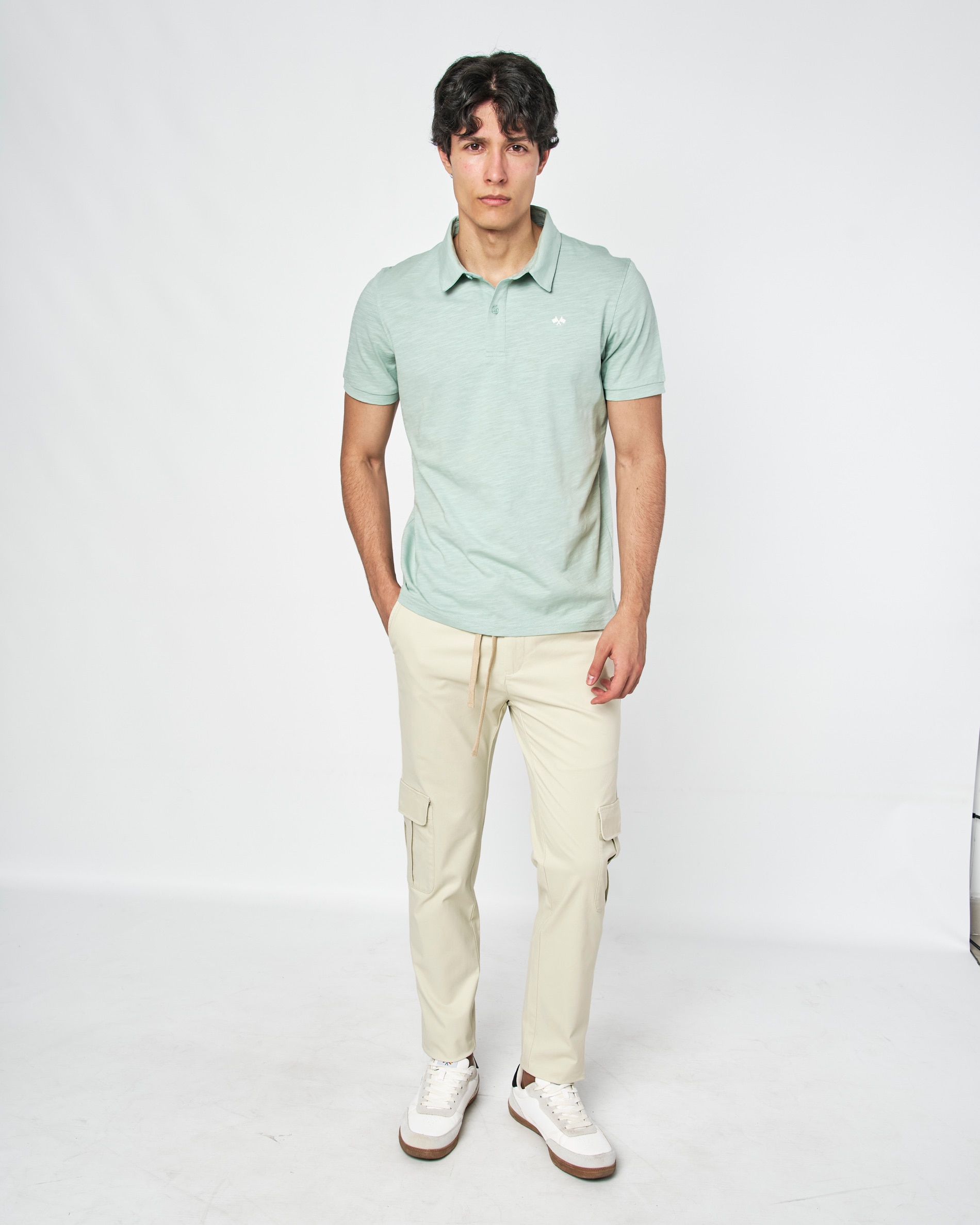 Polo de Malha Slub Liso Verde-claro-4