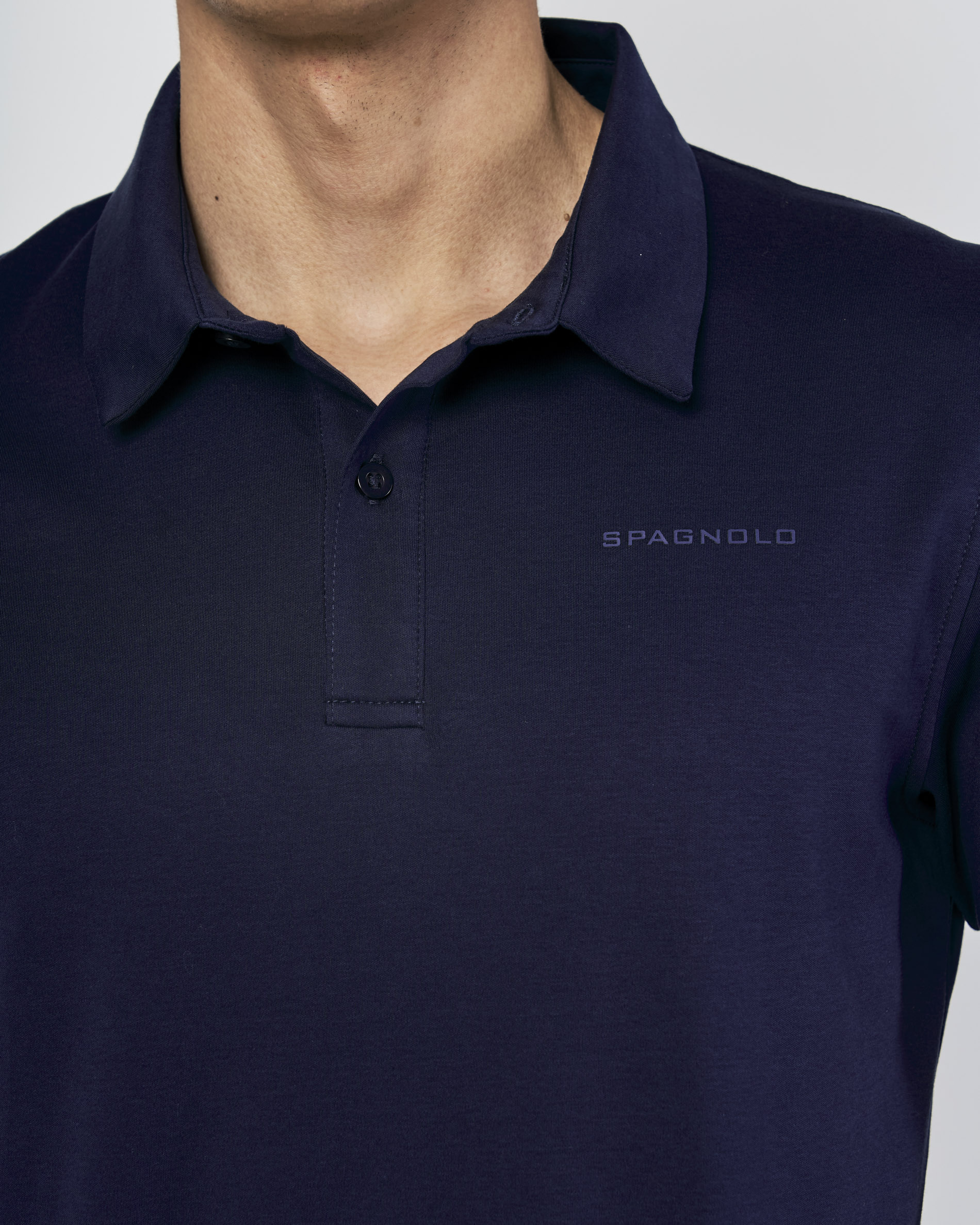 Polo de Malha Interlock Liso Azul-antracite-2