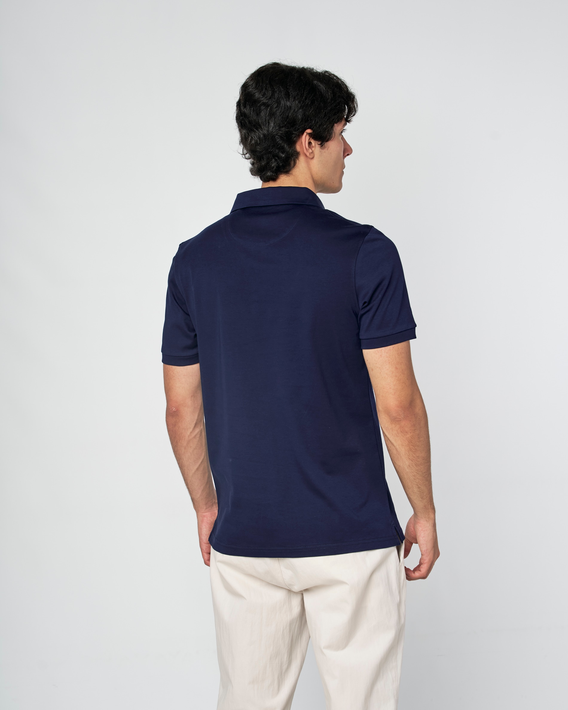 Polo de Malha Interlock Liso Azul-antracite-3